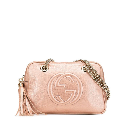 Gucci Gold Pink Leather Shoulder Bag