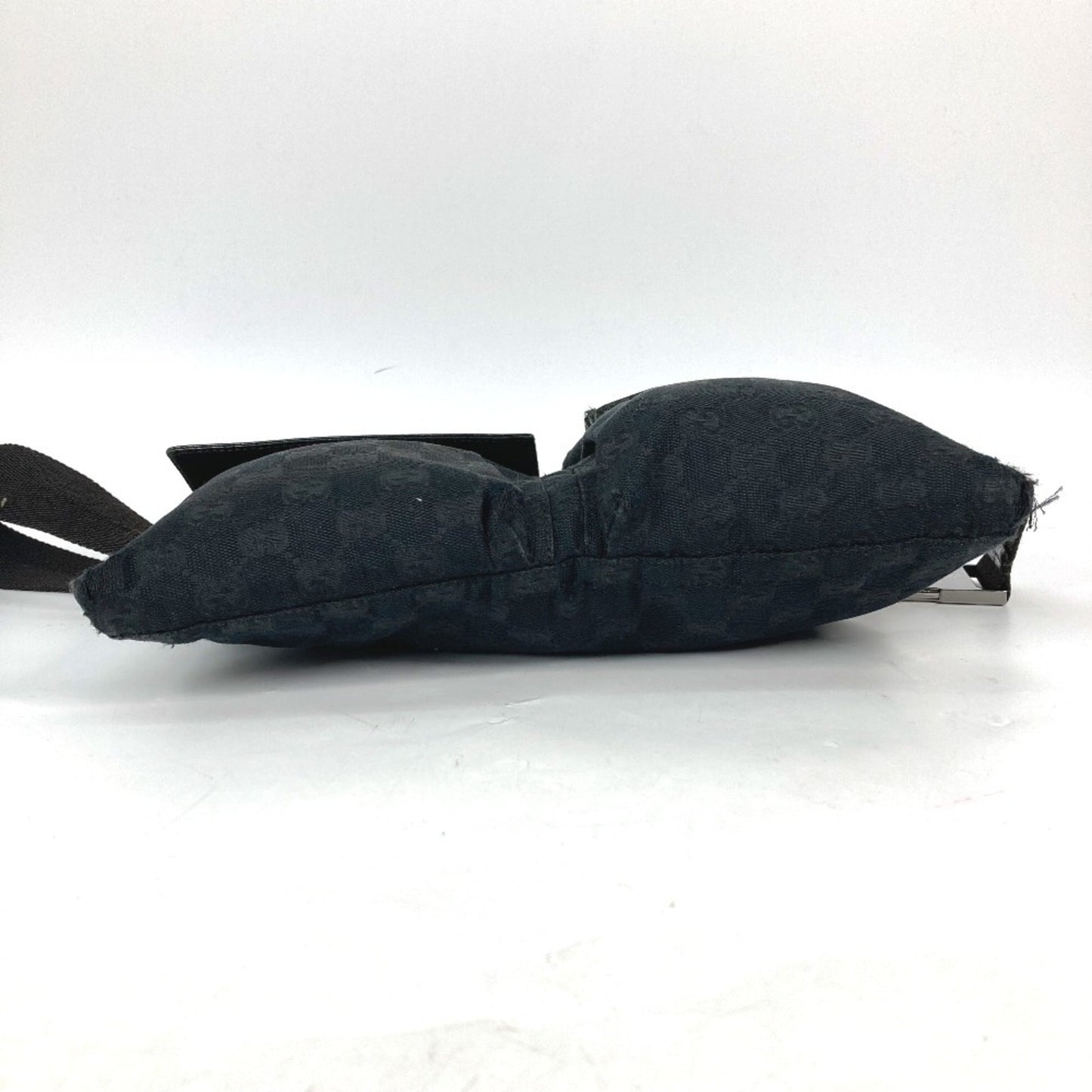 Gucci Black Gg Canvas Leather Fanny Pack Sling Bag