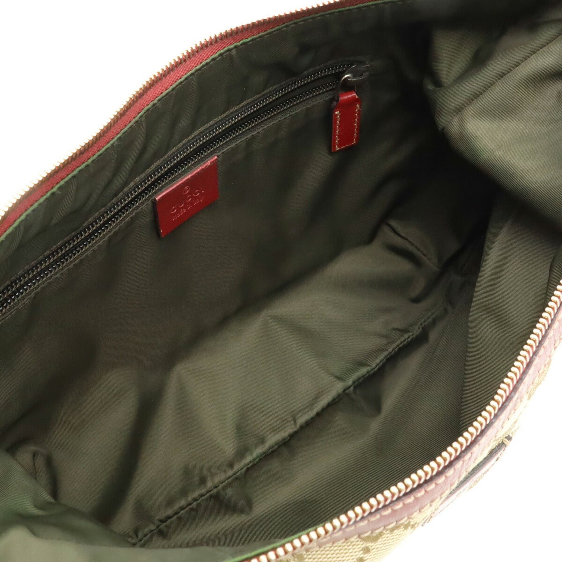 Gucci Beige Red Color Gg Canvas Leather Shoulder Bag