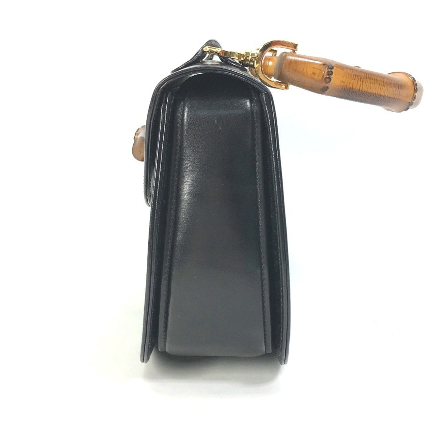 Gucci Black Leather Bamboo Handbag