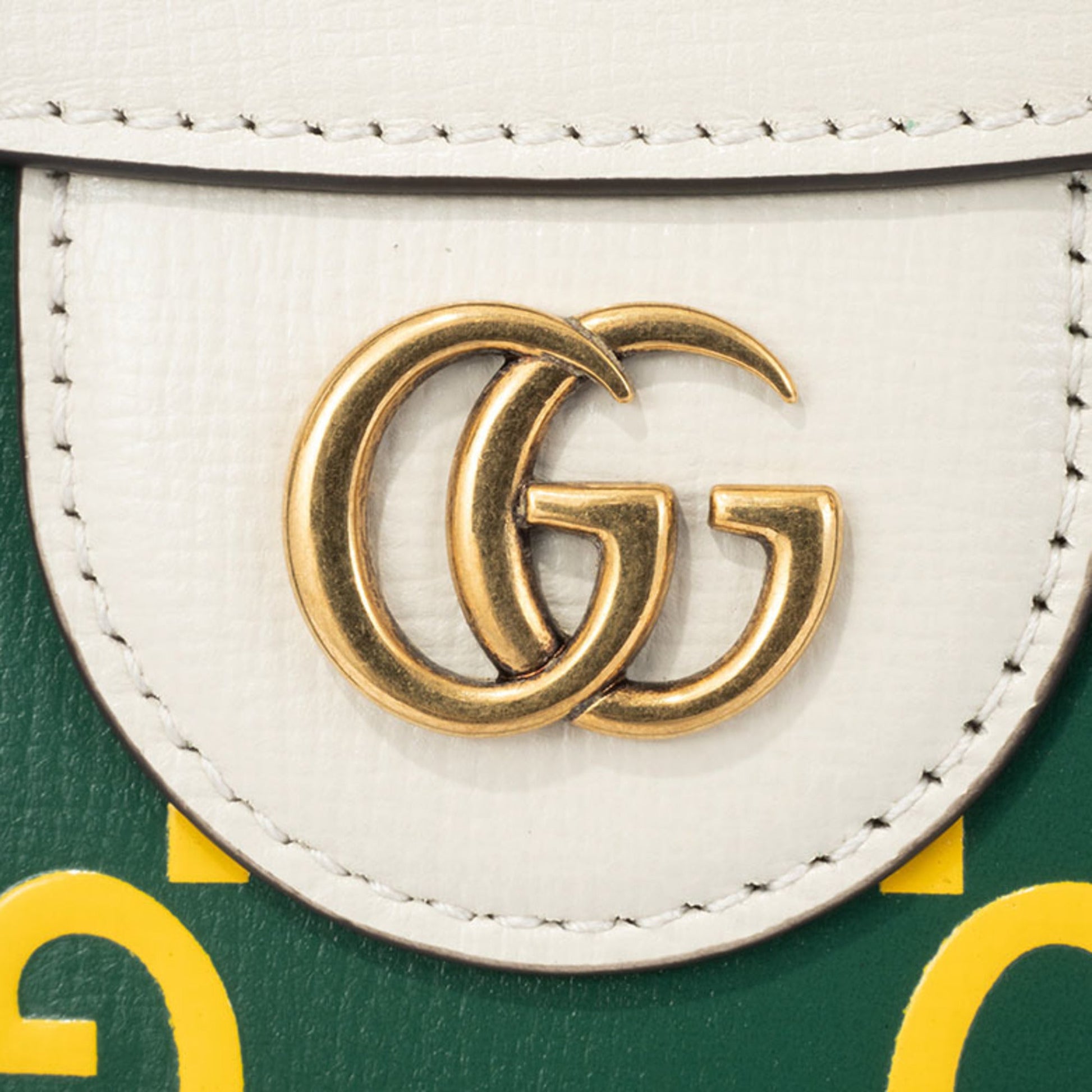 Gucci Green White Yellow Leather Handbag