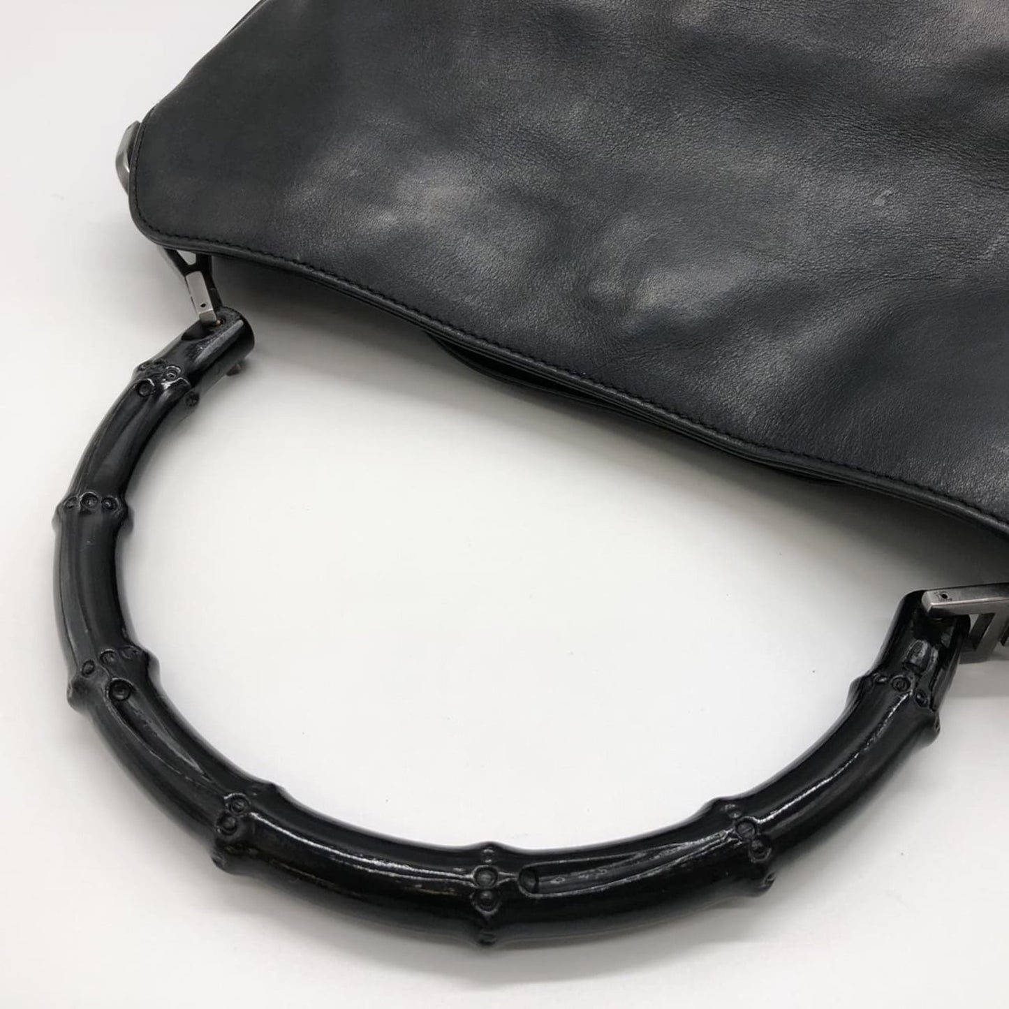 Gucci Black Bamboo Leather Handbag Shoulder Bag