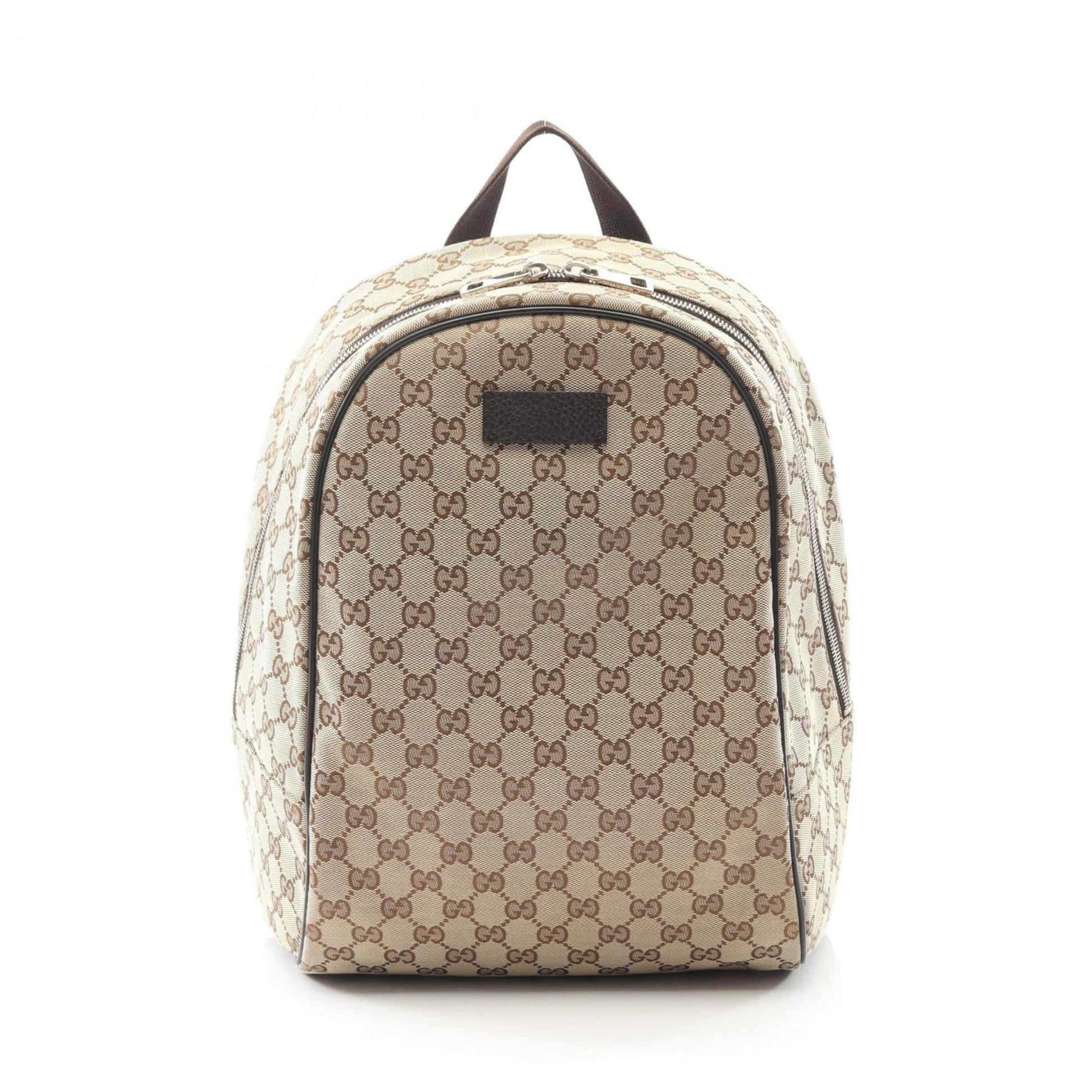 Gucci Beige Brown Canvas Leather Backpack