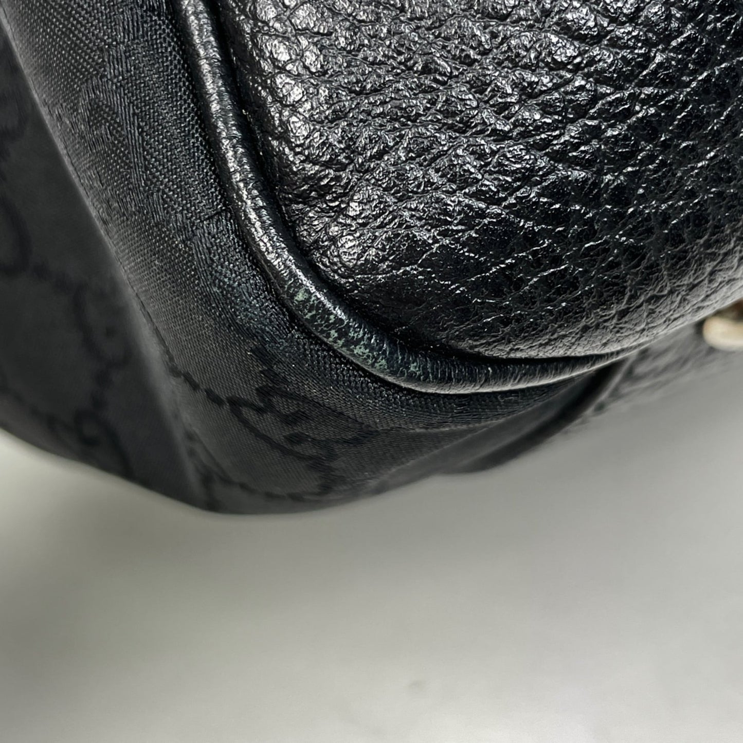 Gucci Sherry Line Black Nylon Leather Shoulder Bag Tote Bag