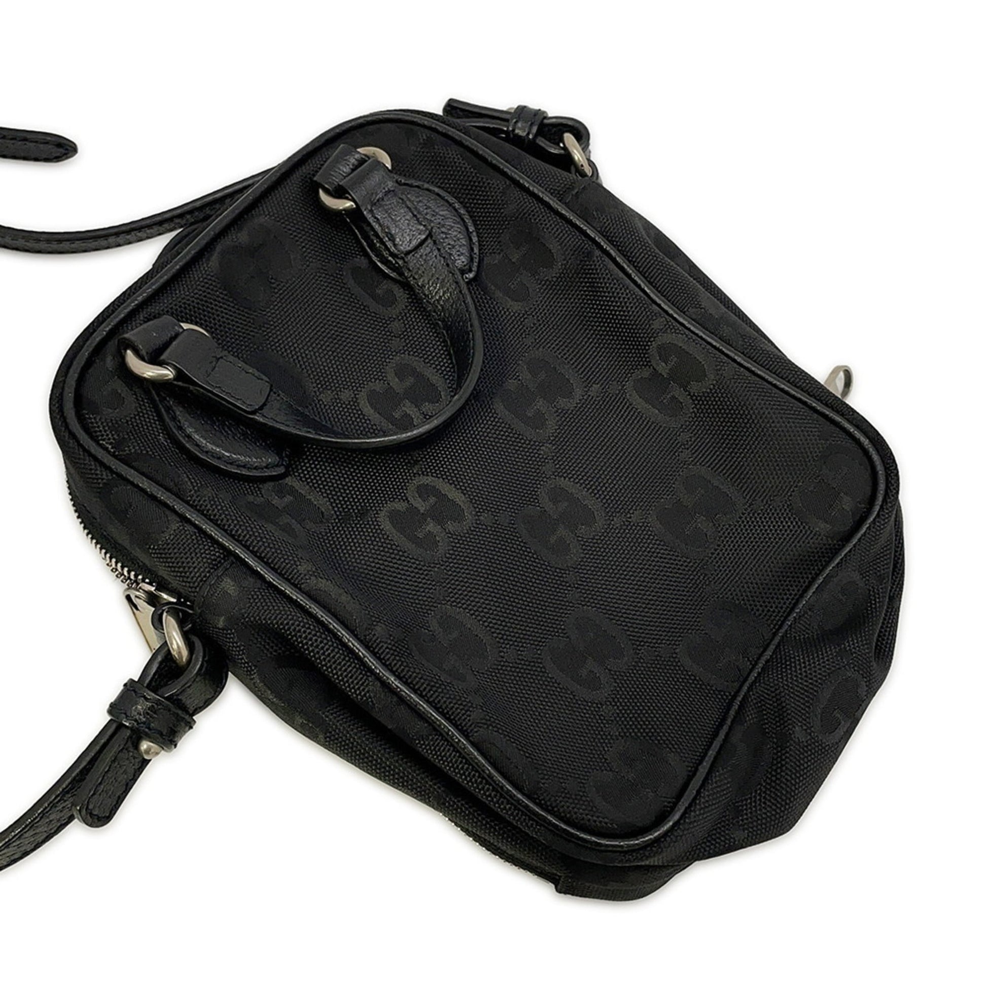 Gucci Black Nylon Leather Handbag Shoulder Bag