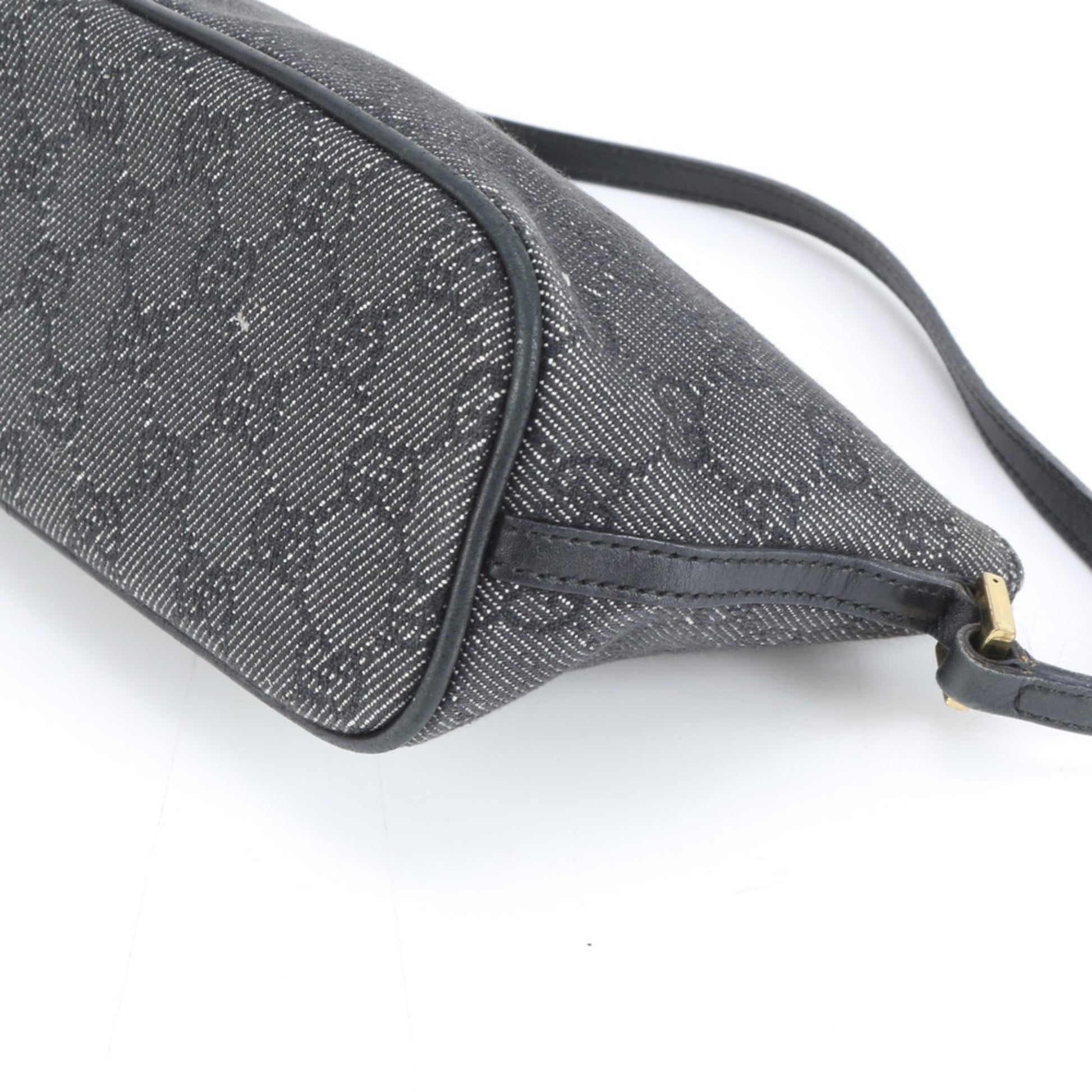 Gucci Black Leather Canvas Pouch Shoulder Bag