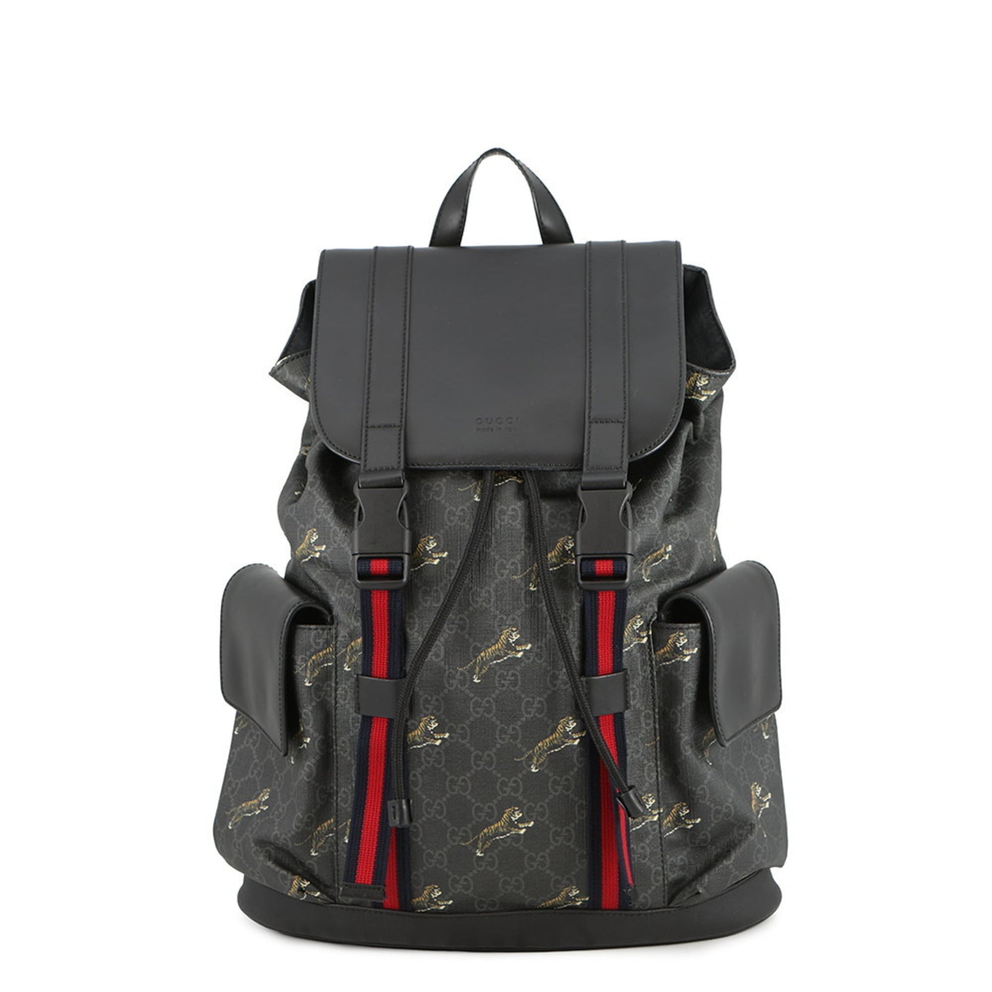 Gucci Sherry Line Black Gg Supreme Leather Backpack