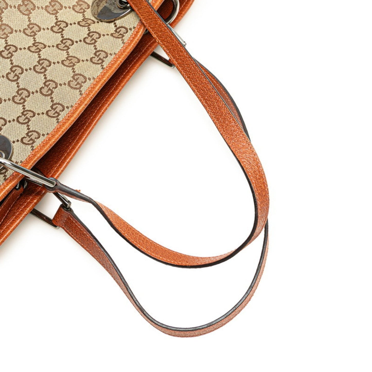 Gucci Beige Brown Canvas Leather Shoulder Bag Tote Bag