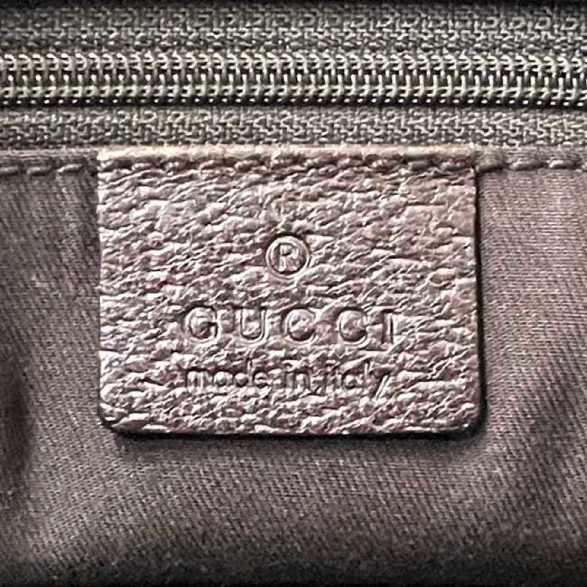 Gucci Beige Brown Canvas Leather Handbag Tote Bag