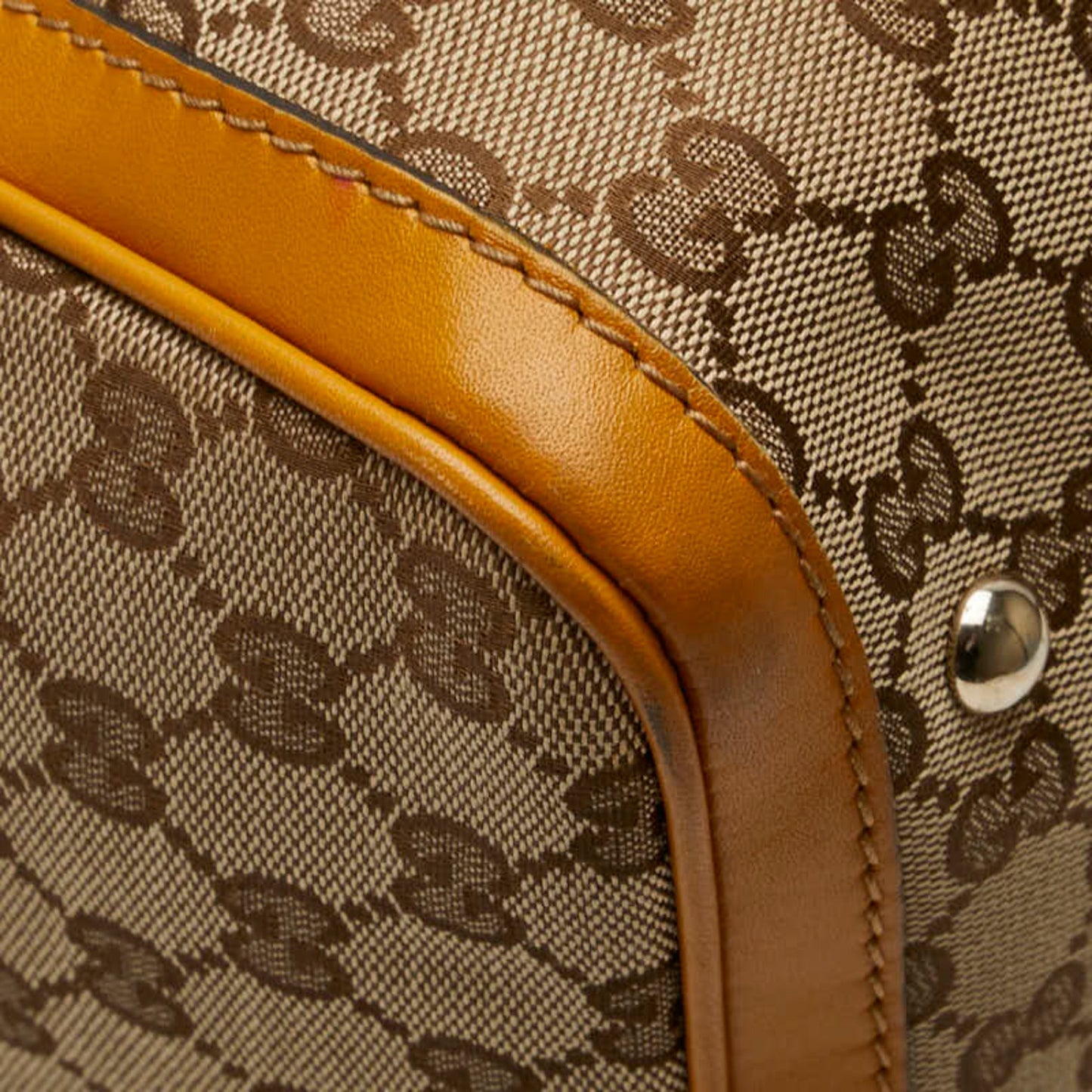Gucci Beige Yellow Canvas Leather Shoulder Bag