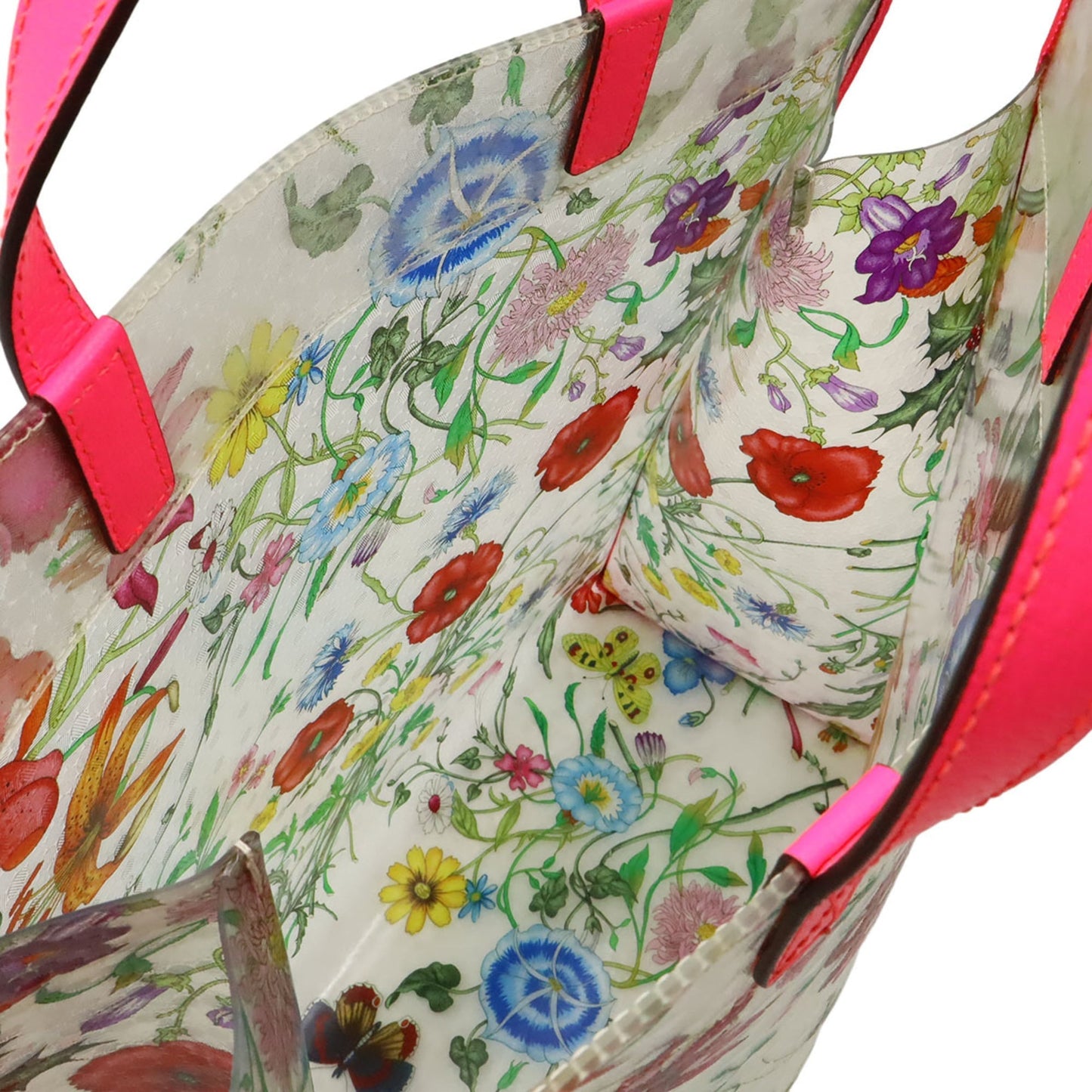 Gucci Clear Multi-Color Pink Vinyl Leather Tote Bag