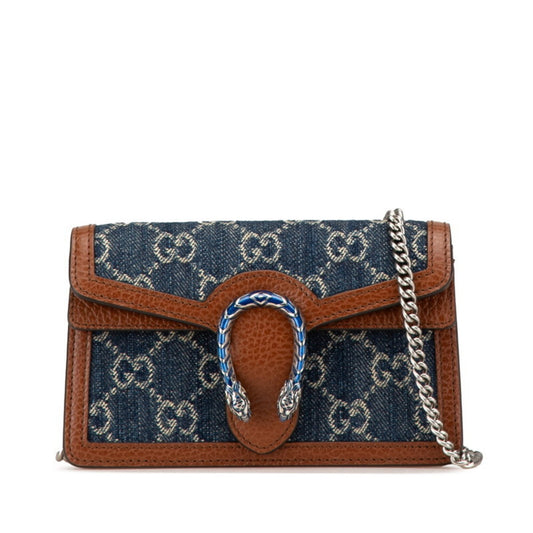 Gucci Brown Denim Leather Shoulder Bag