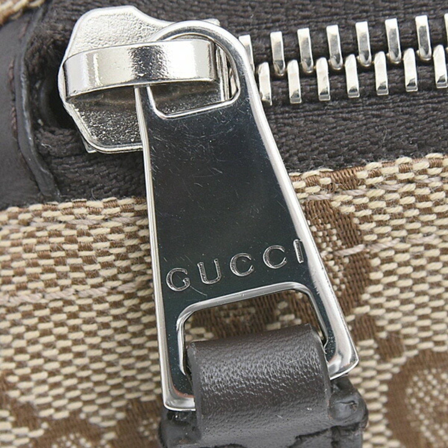 Gucci Gg Canvas Beige Brown Gg Canvas Leather Boston Bag Shoulder Bag