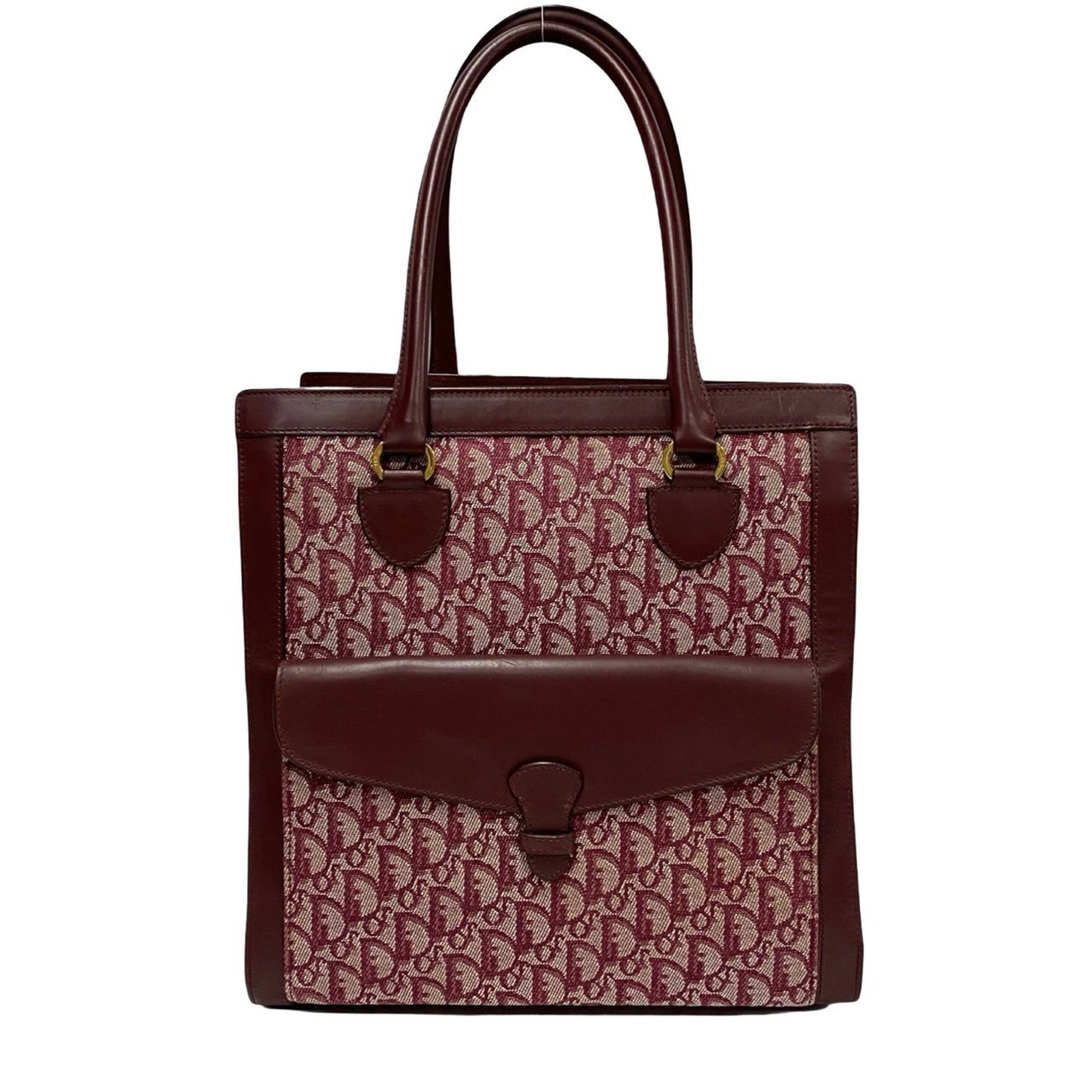 Dior Handbag Christian Color Tote Bag Leather Canvas Red