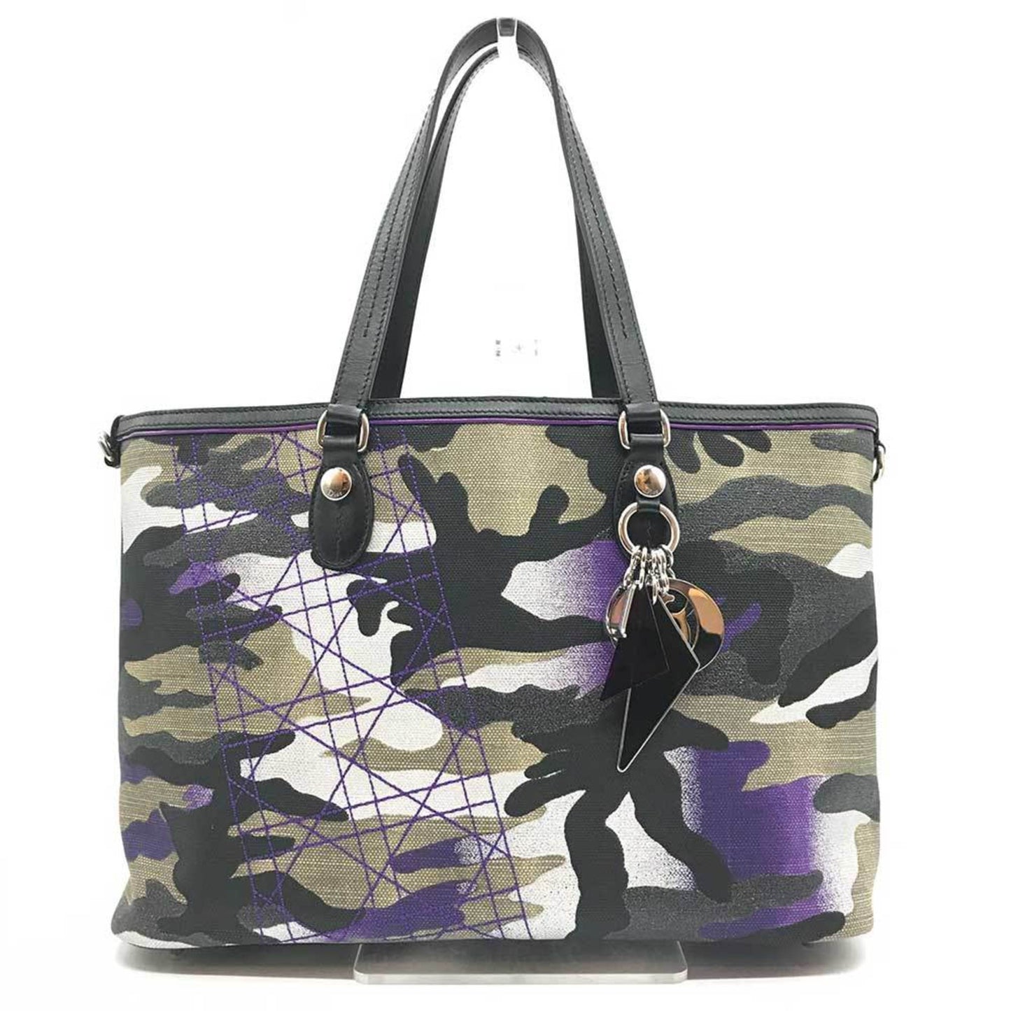 Dior Handbag Christian Camouflage Multi-Color Tote Bag Leather Canvas Multicolor