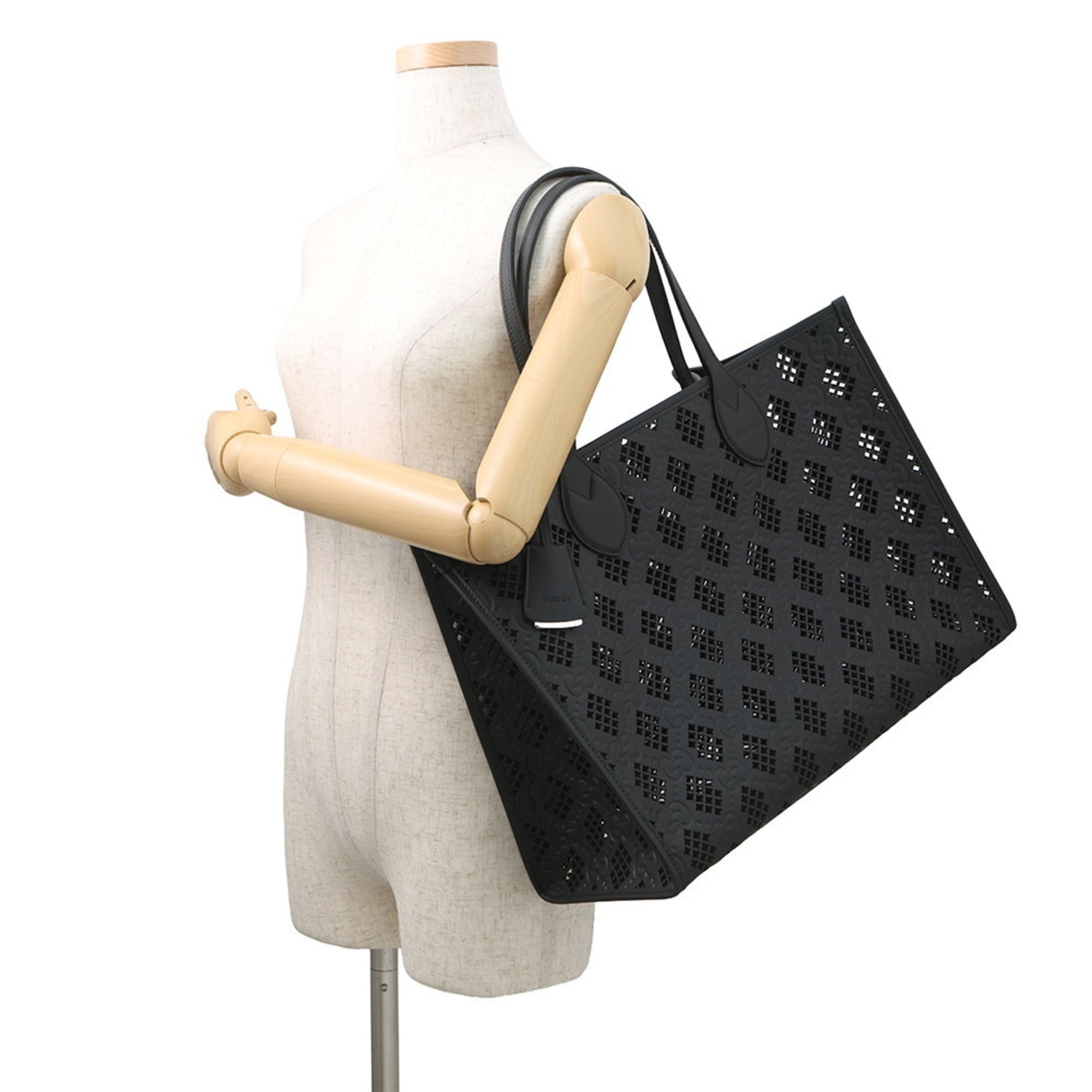 Gucci Black Gg Leather Tote Bag