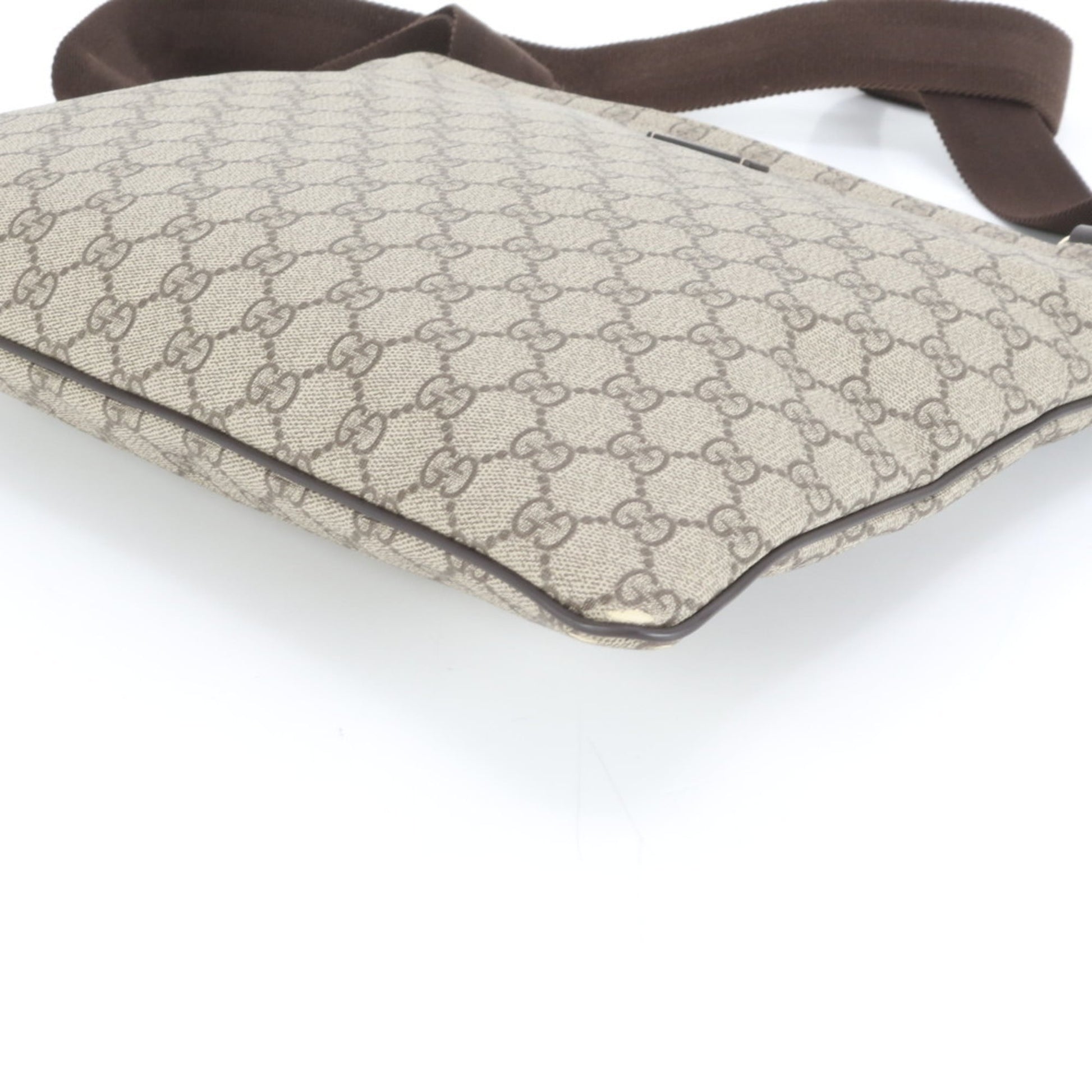 Gucci Brown Leather Coated Canvas Shoulder Bag