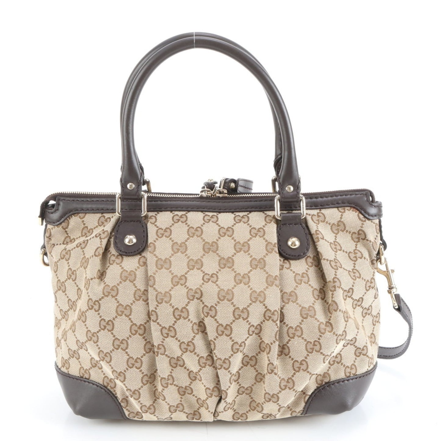 Gucci Brown Leather Canvas Shoulder Bag