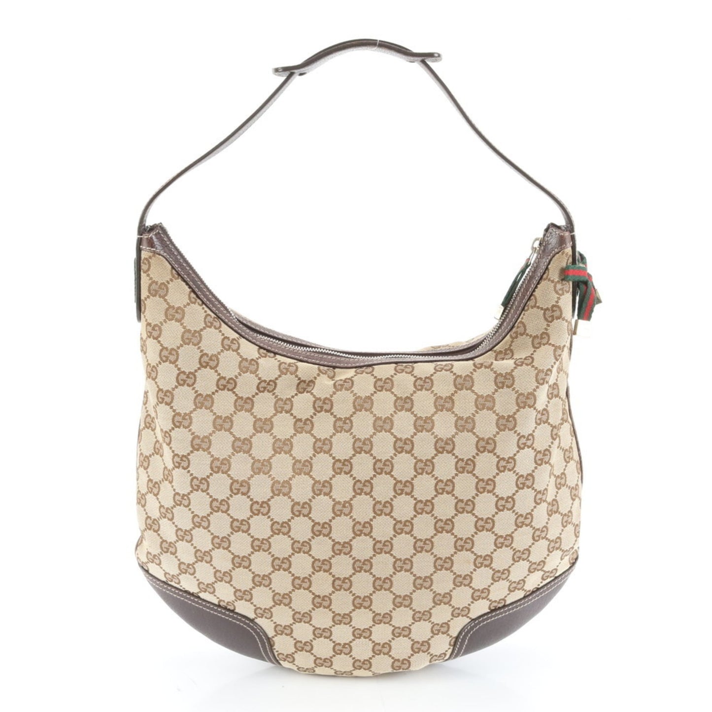 Gucci Brown Leather Canvas Shoulder Bag