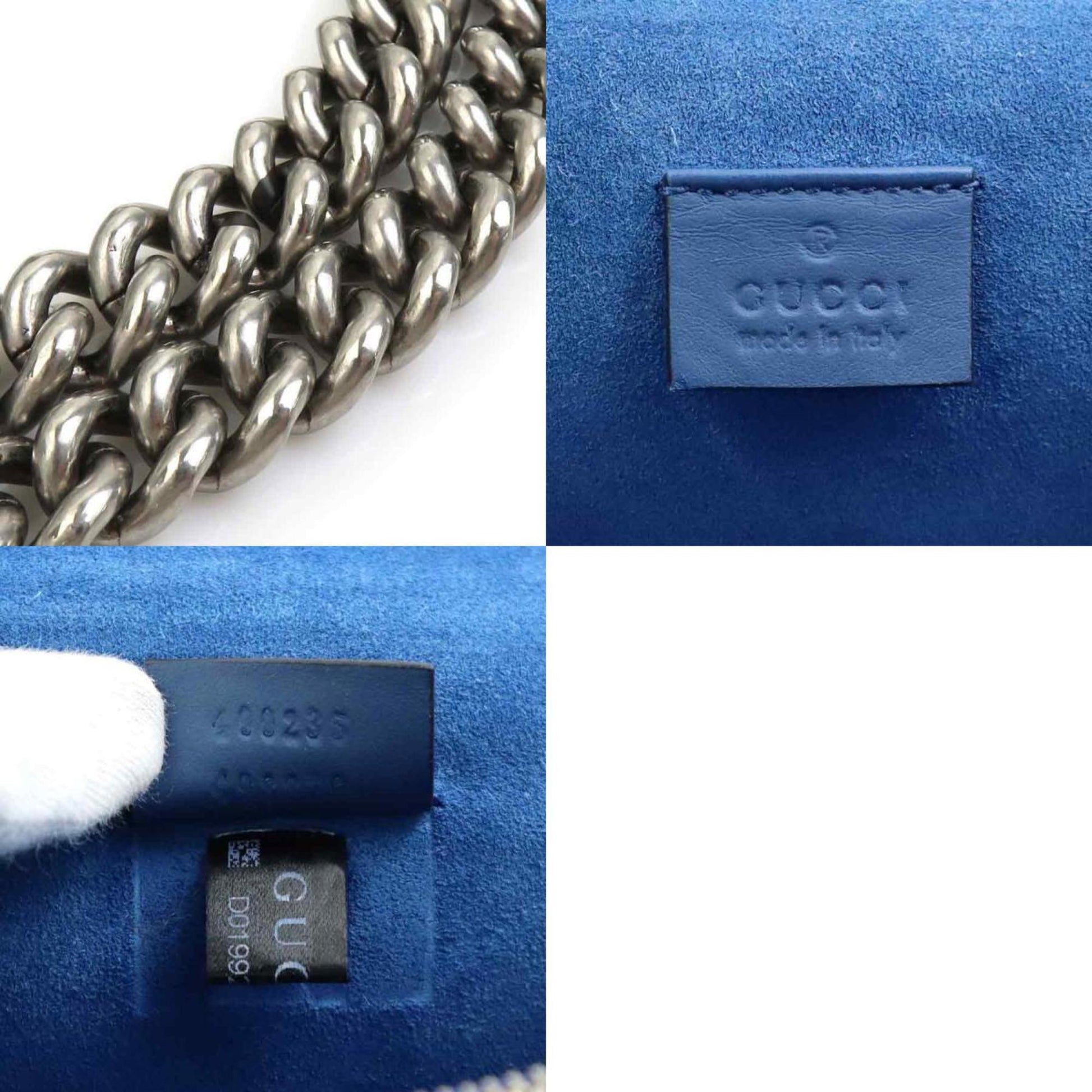 Gucci Blue Suede Gg Supreme Canvas Shoulder Bag