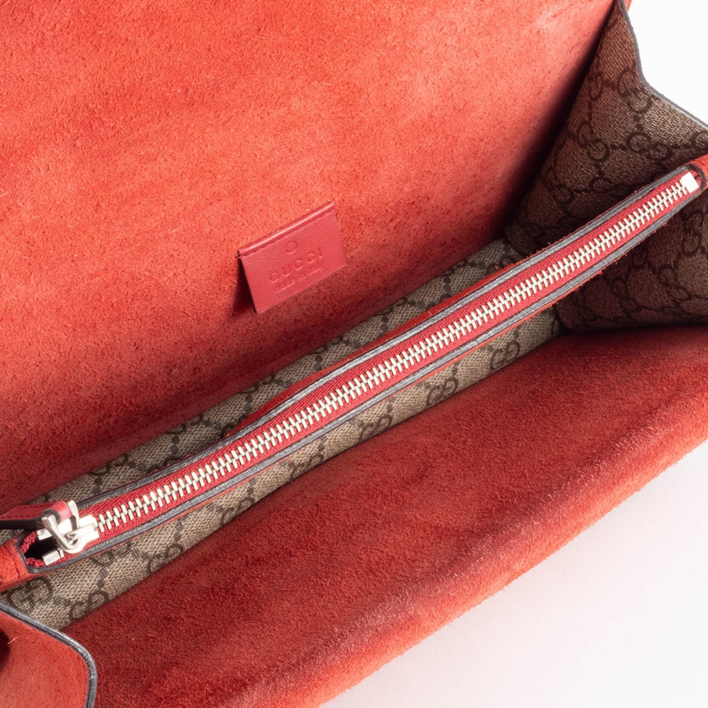 Gucci Beige Red Color Gg Supreme Leather Shoulder Bag