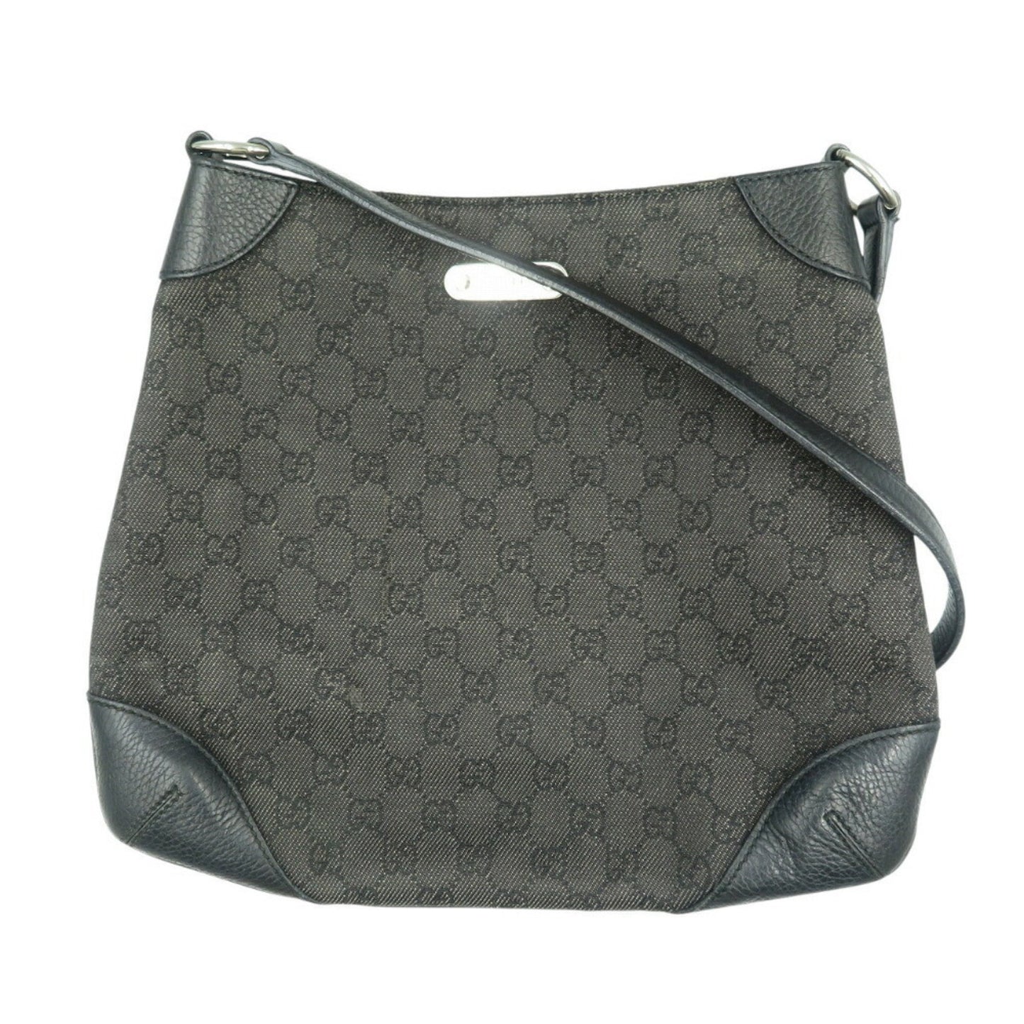 Gucci Black Gg Canvas Leather Shoulder Bag