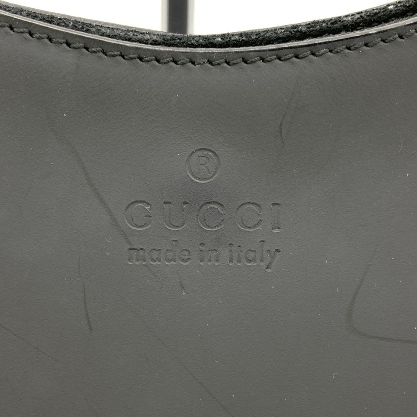 Gucci Black Red Color Leather Bamboo Shoulder Bag