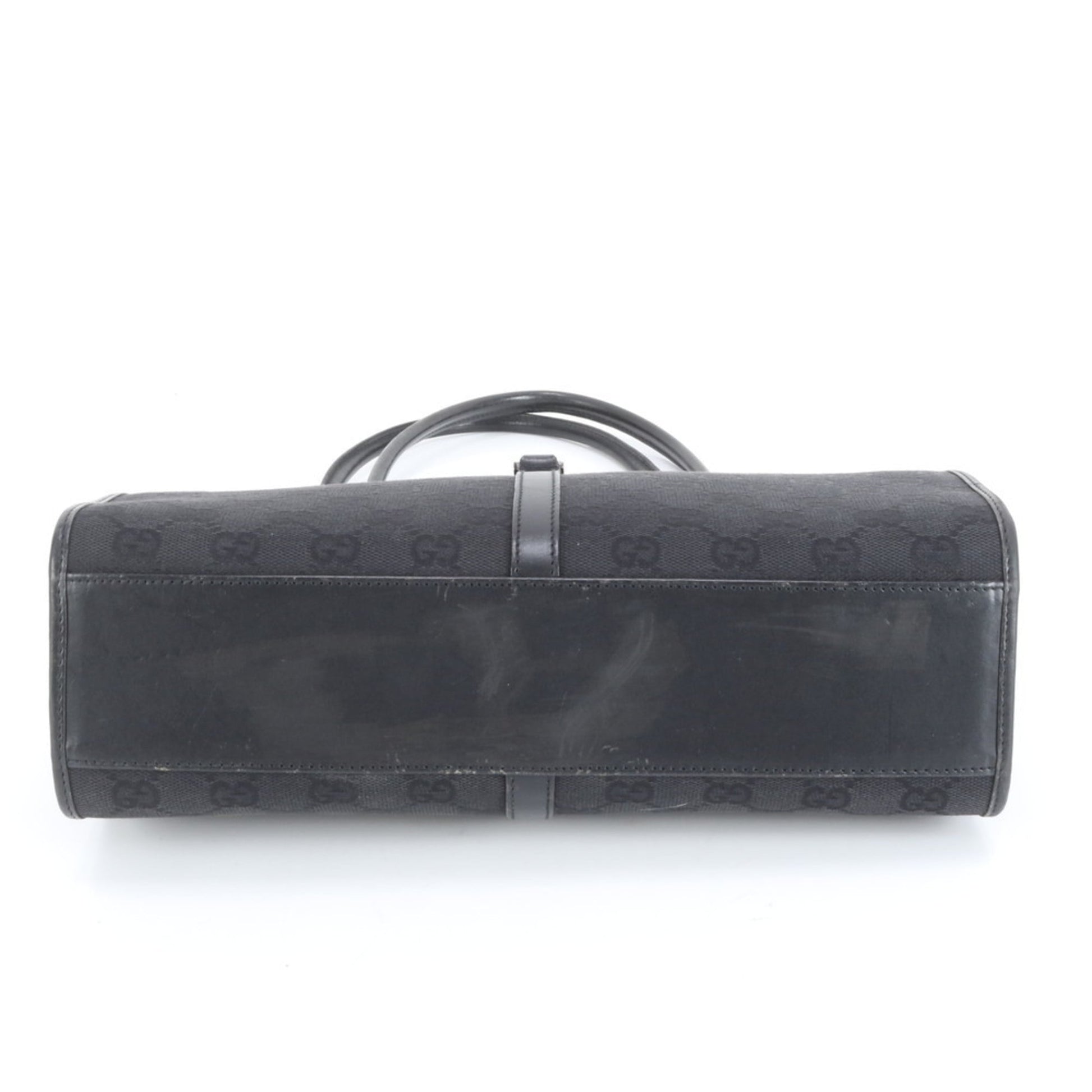 Gucci Black Leather Canvas Tote Bag