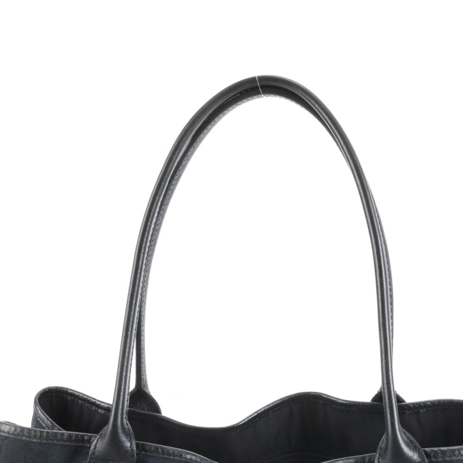 Gucci Black Leather Canvas Tote Bag
