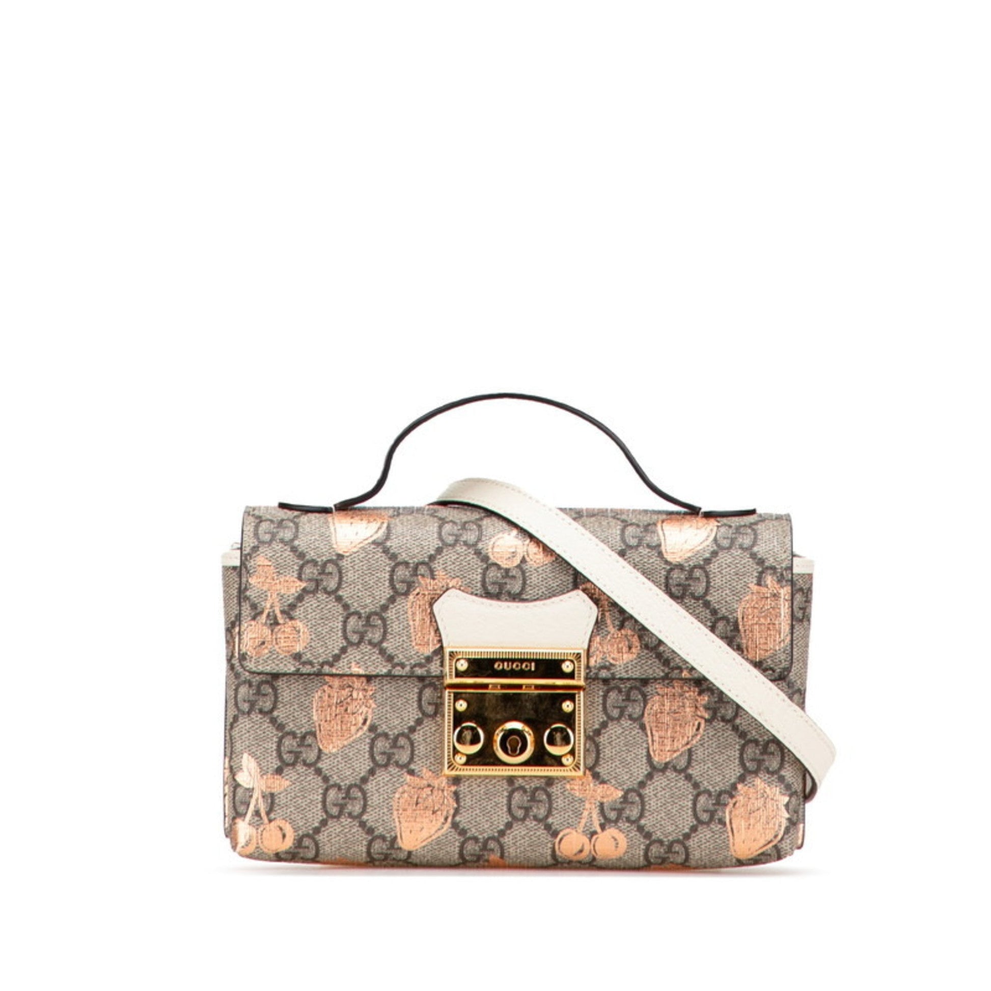 Gucci Padlock Beige Pvc Leather Handbag Shoulder Bag