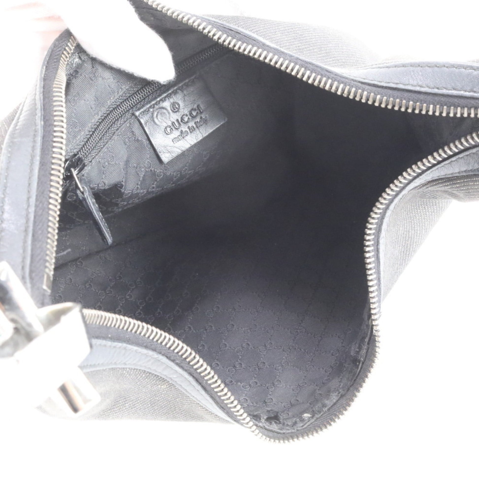 Gucci Black Leather Canvas Shoulder Bag