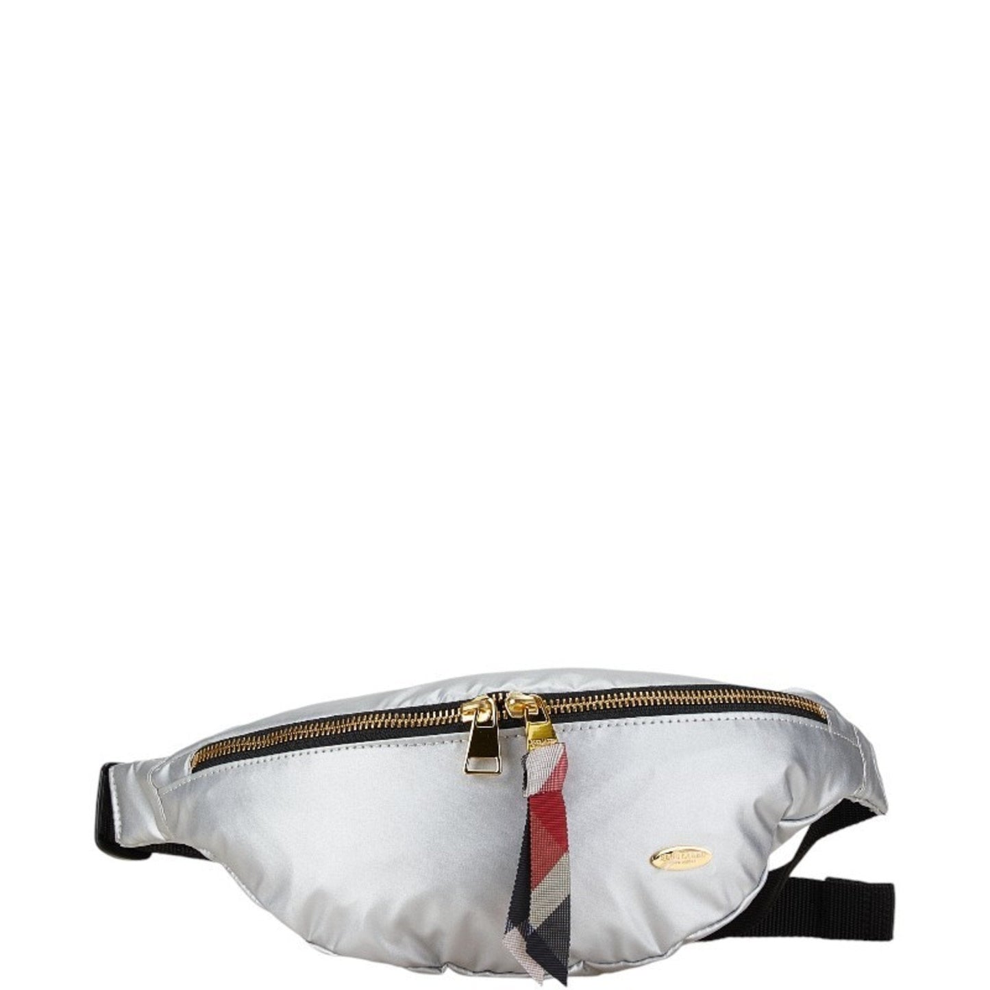 Burberry Label Fanny Pack Sling Bag Nylon Blue Silver Crossbody Bag