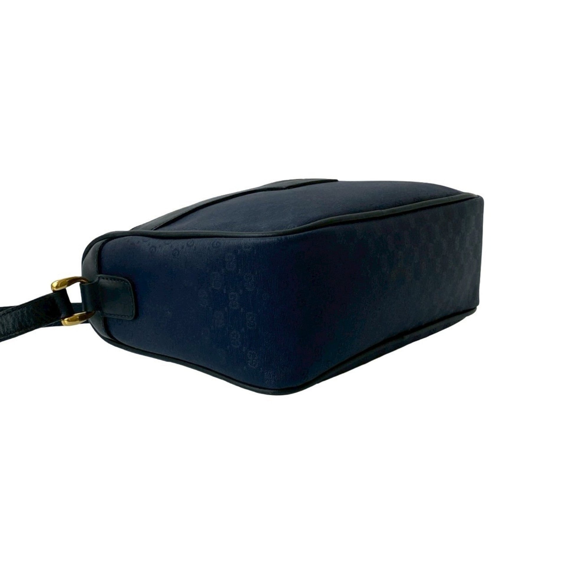 Gucci Black Navy Leather Pvc Pochette Shoulder Bag