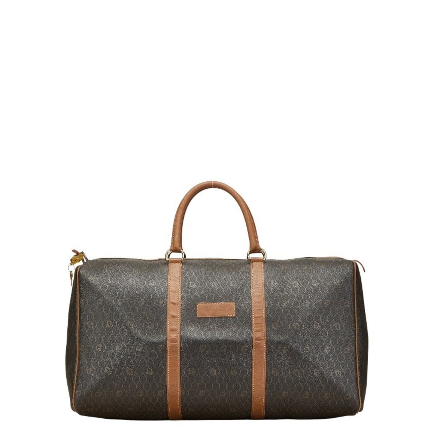 Dior Handbag Christian Pvc Boston Bag Leather Black Brown