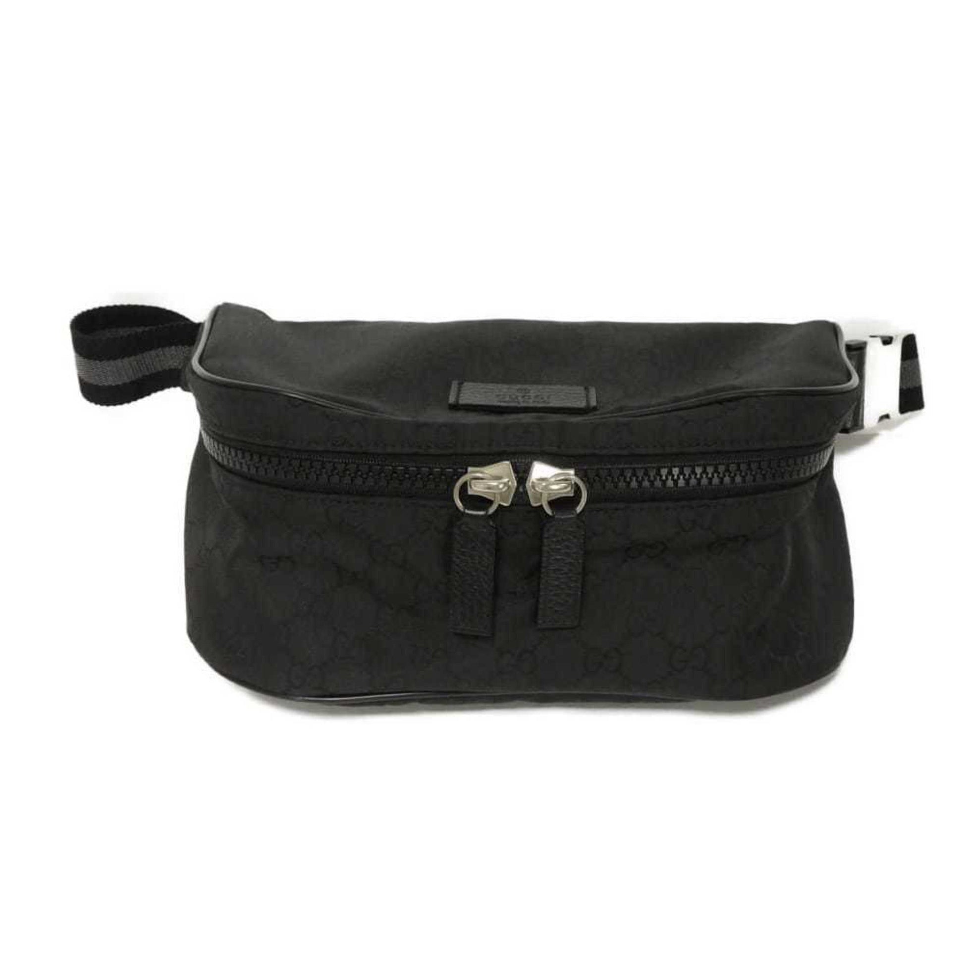 Gucci Black Nylon Canvas Leather Shoulder Bag Sling Bag