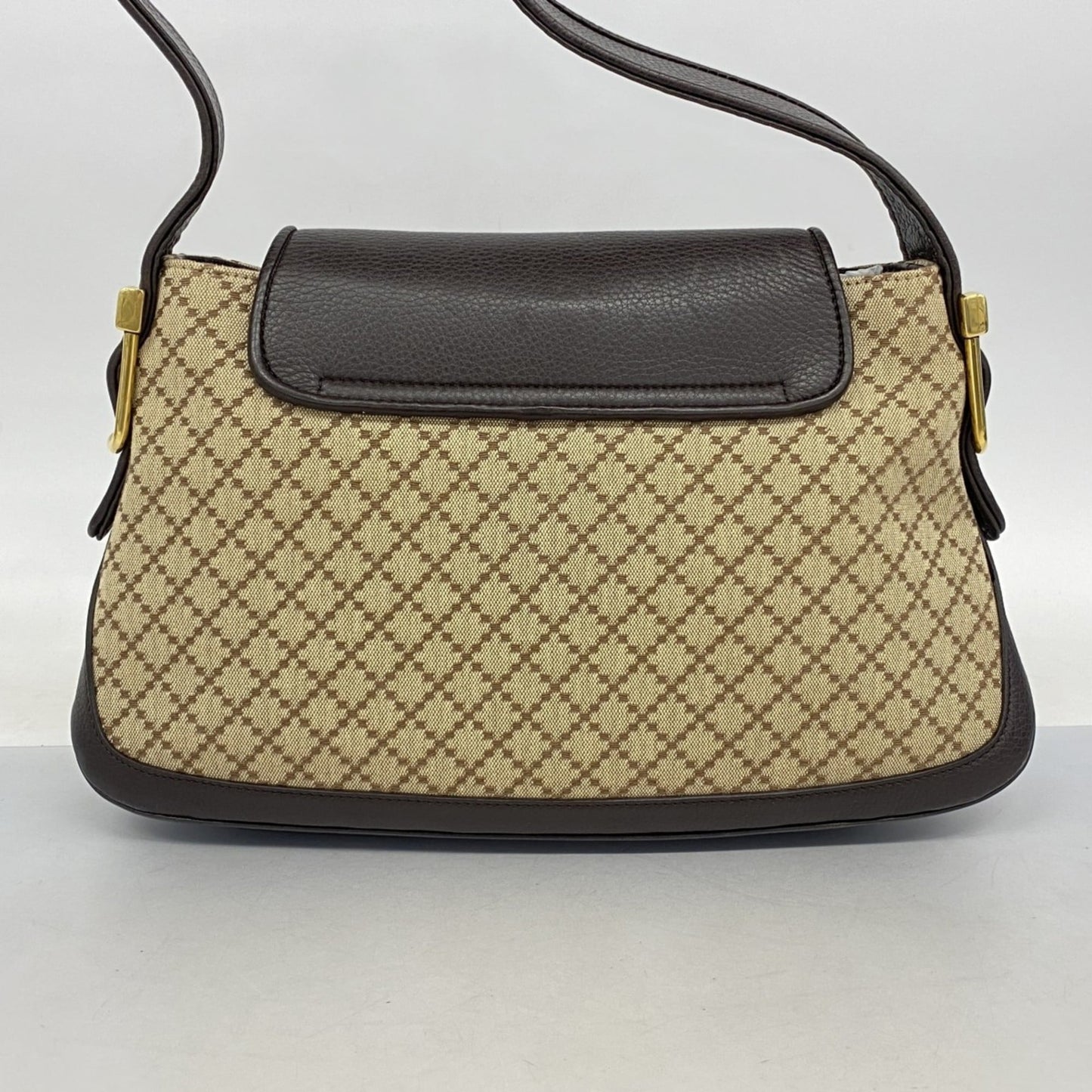 Gucci Brown Canvas Leather Shoulder Bag