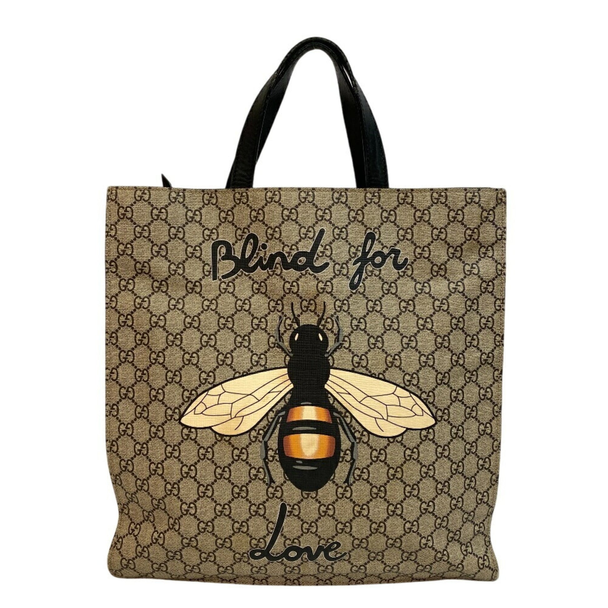Gucci Beige Black Pvc Leather Tote Bag