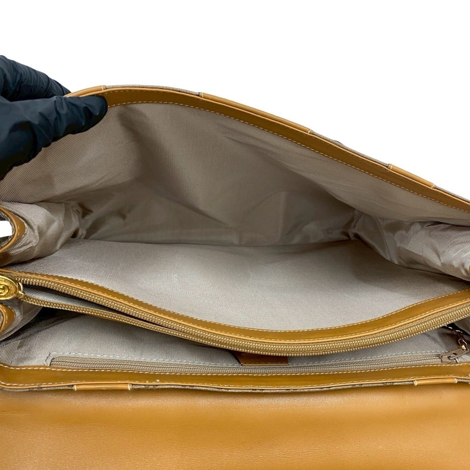 Gucci Brown Leather Pvc Shoulder Bag Tote Bag
