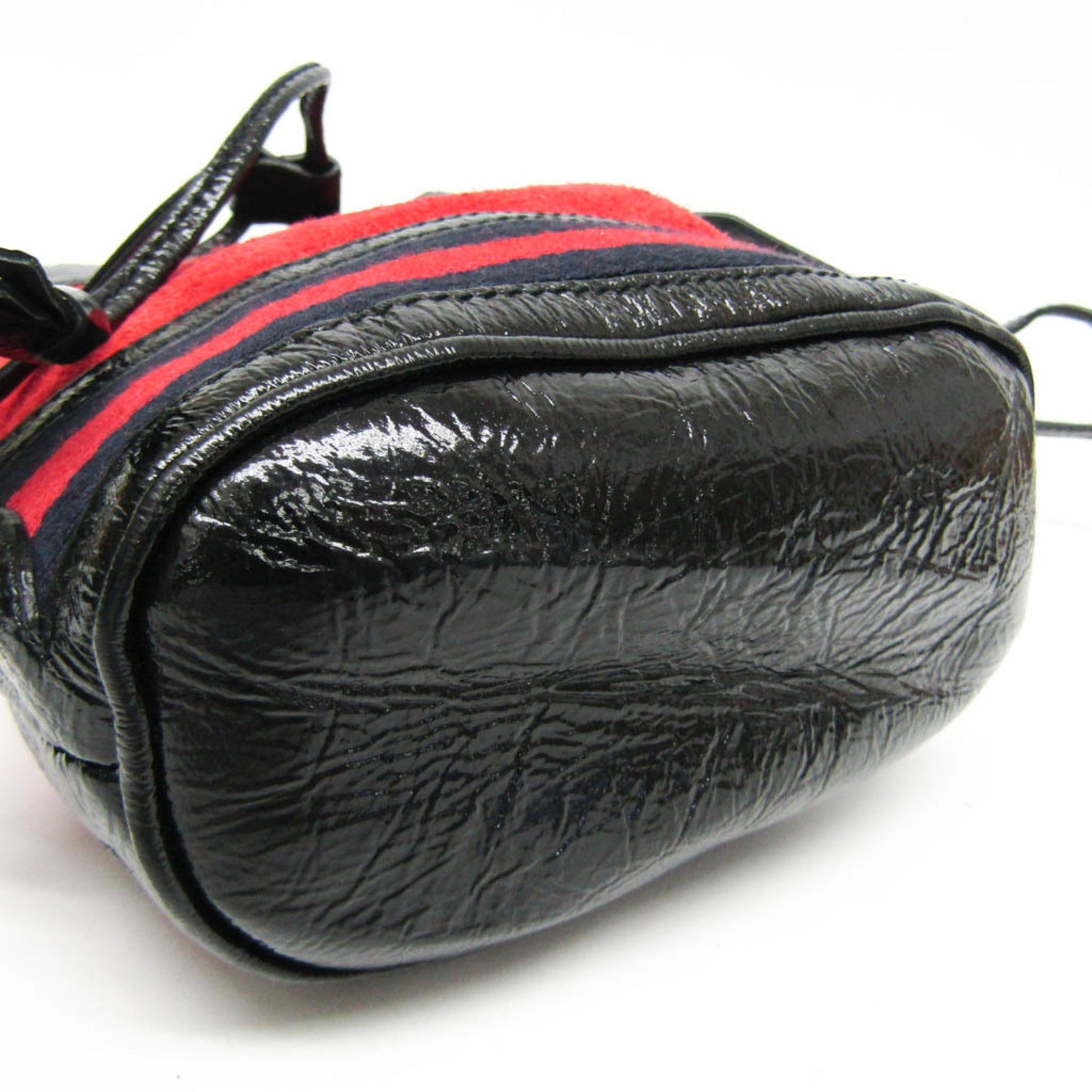 Gucci Black Navy Red Color Leather Suede Shoulder Bag