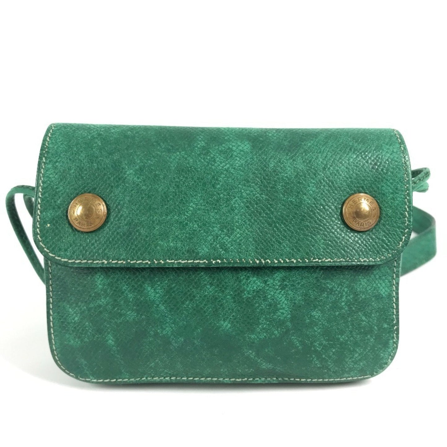 Hermes Pochette Shoulder Bag Leather Green