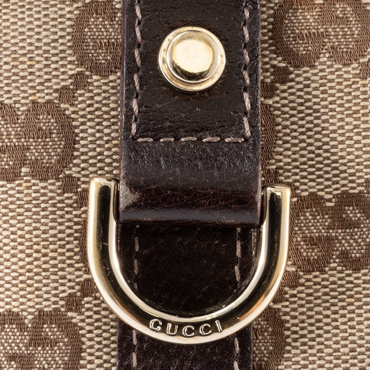 Gucci Gg Canvas Beige Brown Gg Canvas Leather Tote Bag