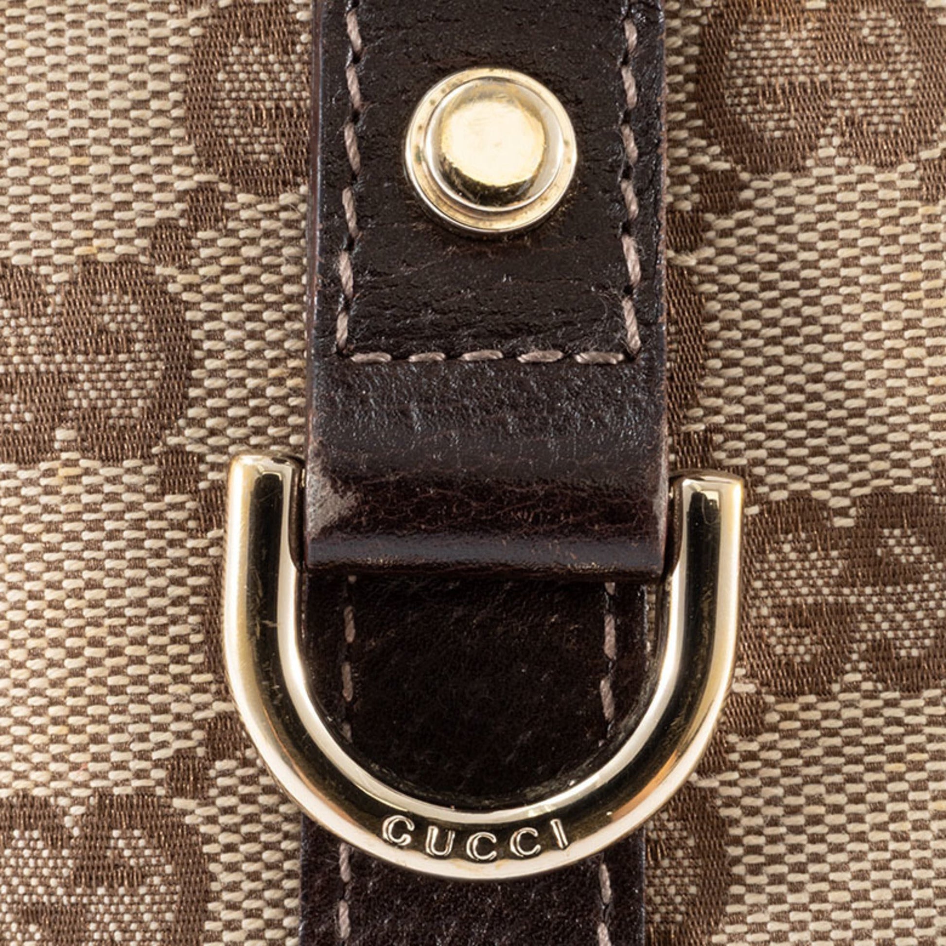 Gucci Gg Canvas Beige Brown Gg Canvas Leather Tote Bag