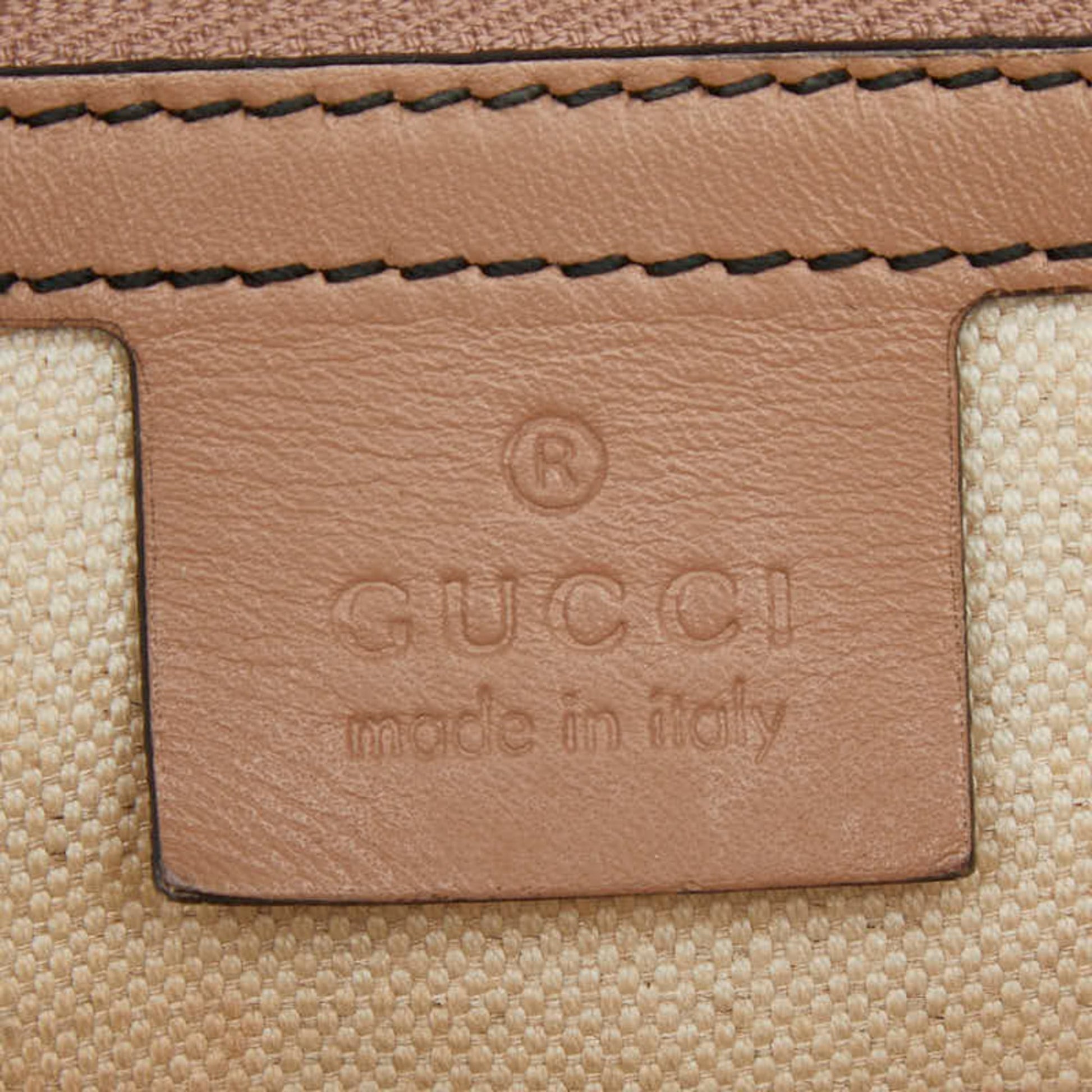 Gucci Gg Canvas Beige Pink Gg Canvas Leather Shoulder Bag