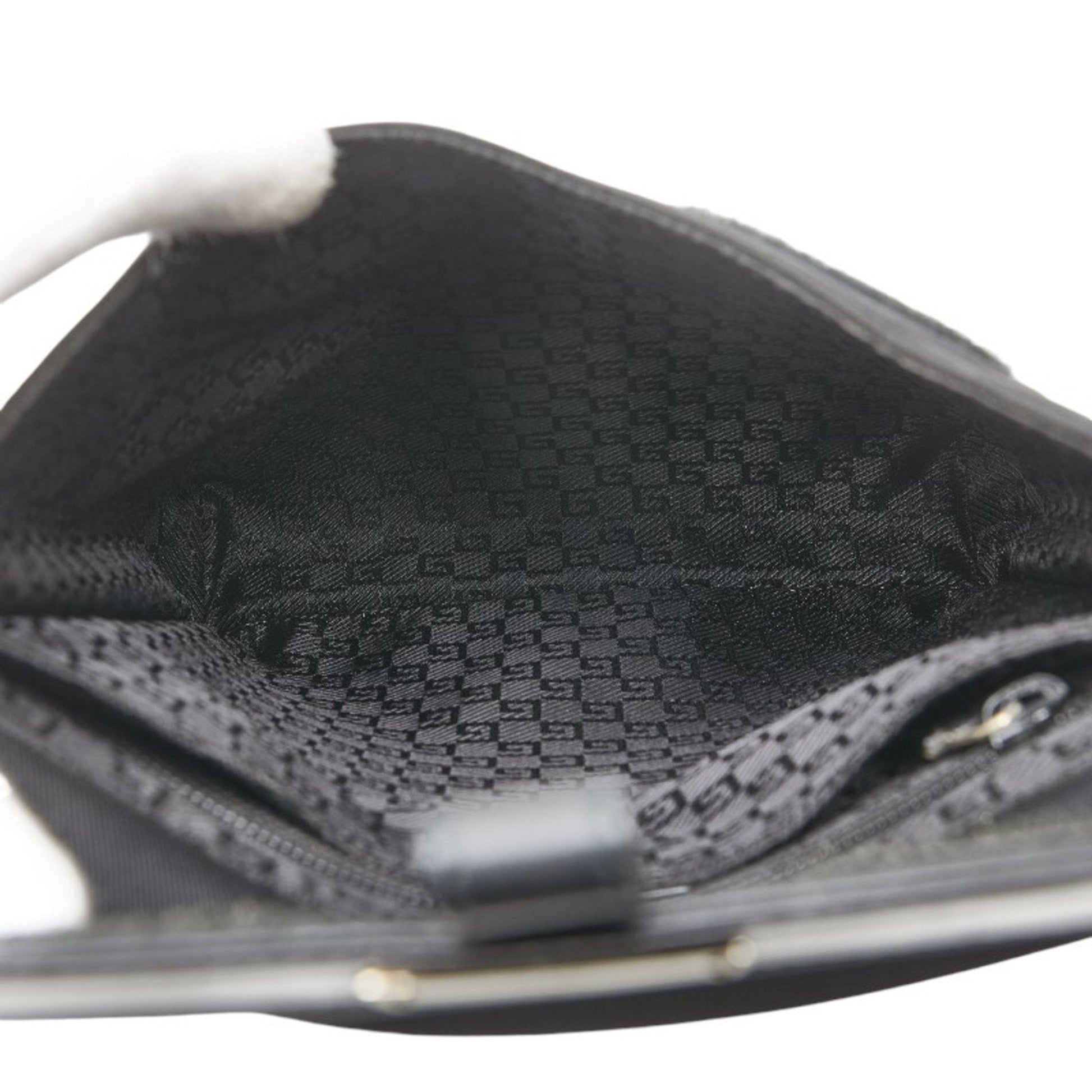 Gucci Black Leather Nylon Canvas Shoulder Bag