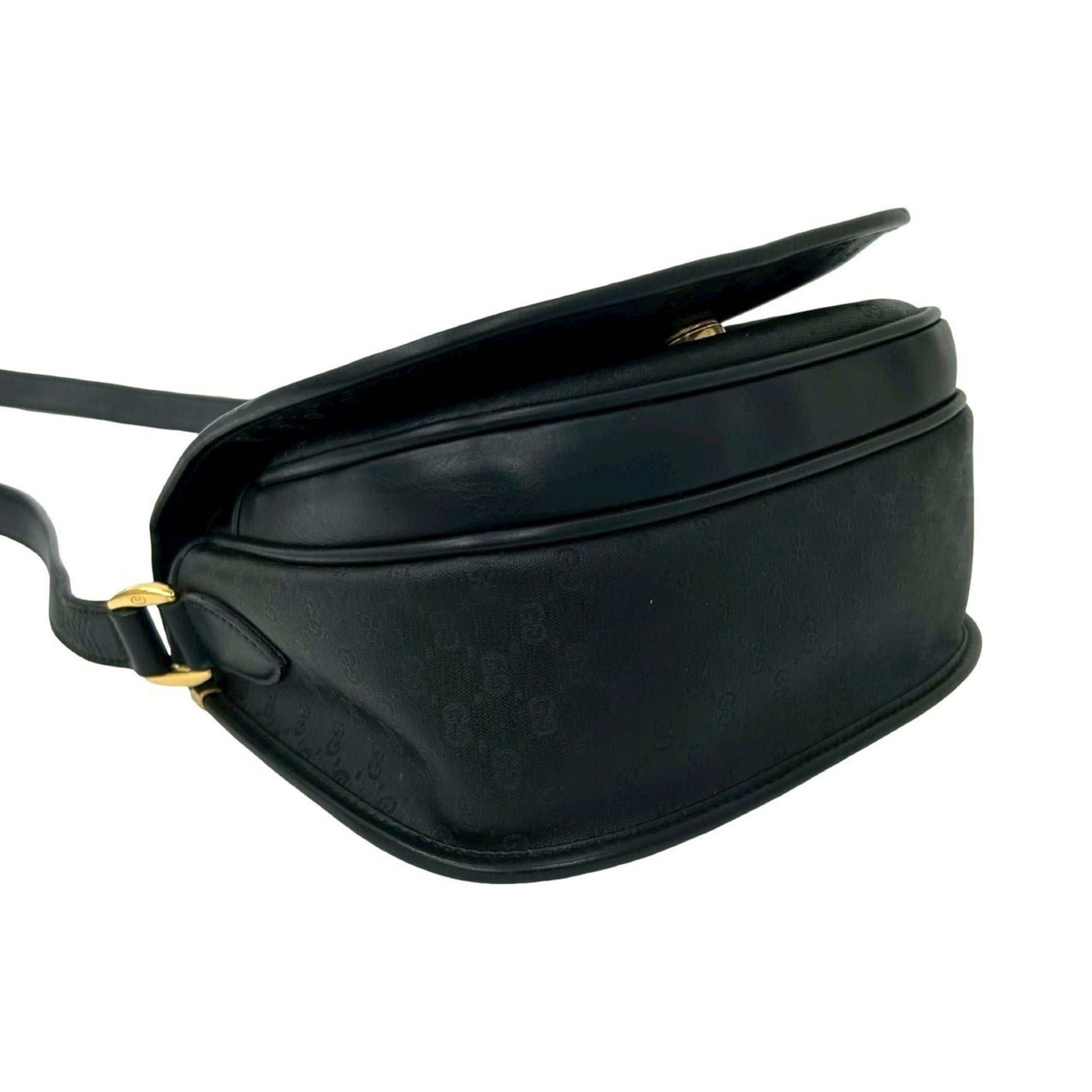 Gucci Black Leather Pvc Pochette Shoulder Bag