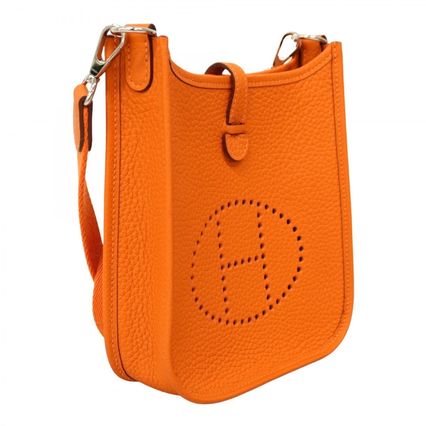 Hermes Taurillon Clemence Shoulder Bag Leather Orange