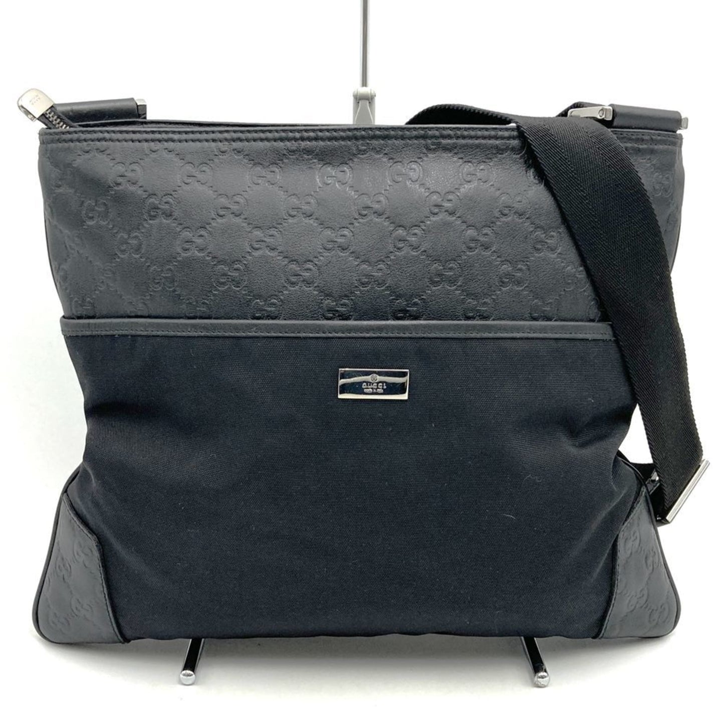 Gucci Black Nylon Leather Shoulder Bag