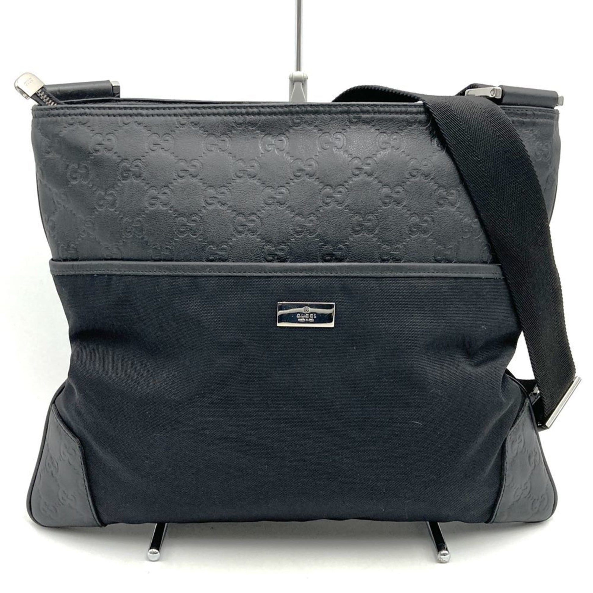 Gucci Black Nylon Leather Shoulder Bag