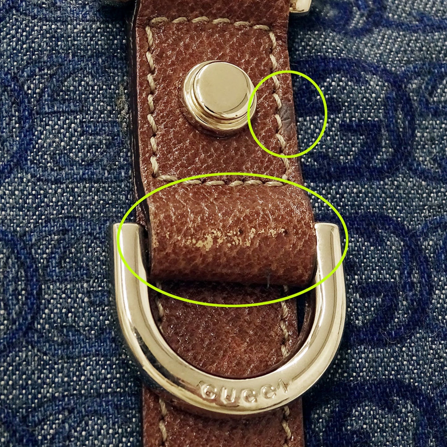 Gucci Blue Brown Denim Tote Bag