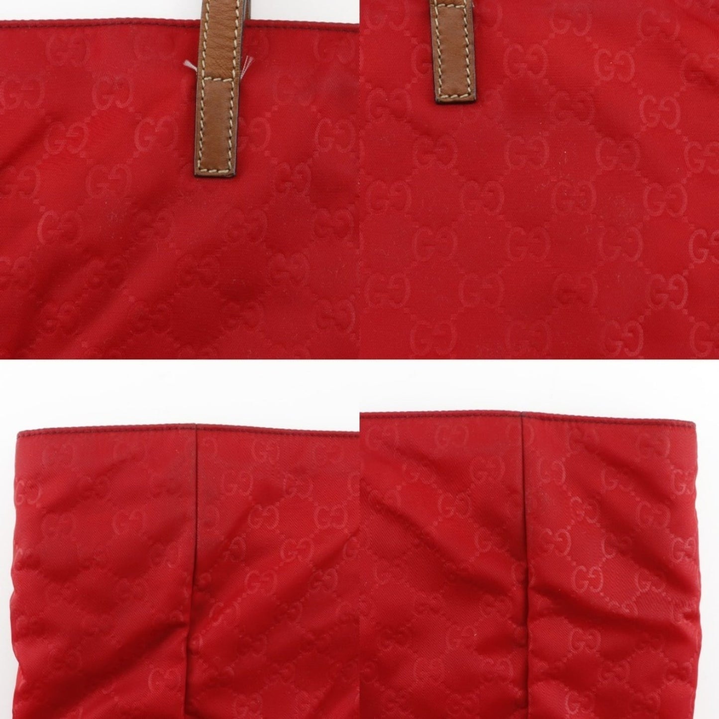 Gucci Red Color Nylon Boston Bag Handbag